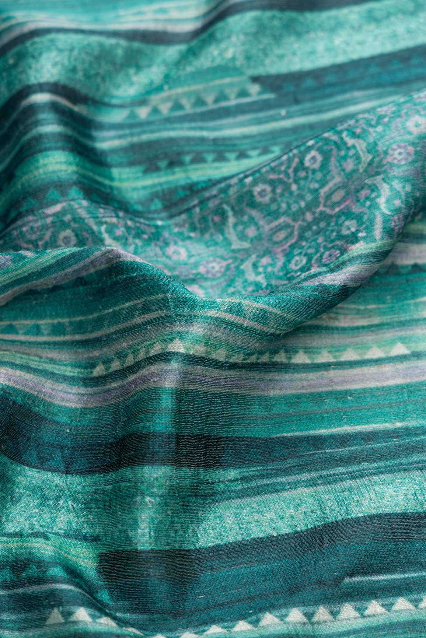 Green Tussar Silk Saree