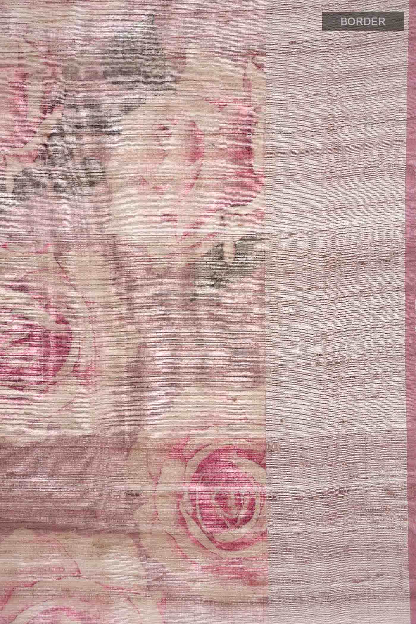 Pink Tussar Silk Saree