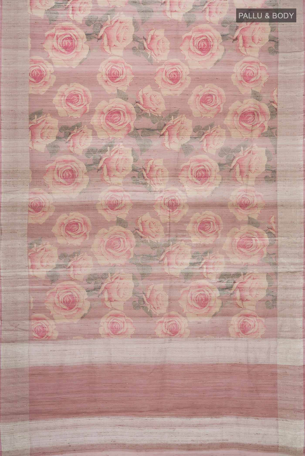 Pink Tussar Silk Saree