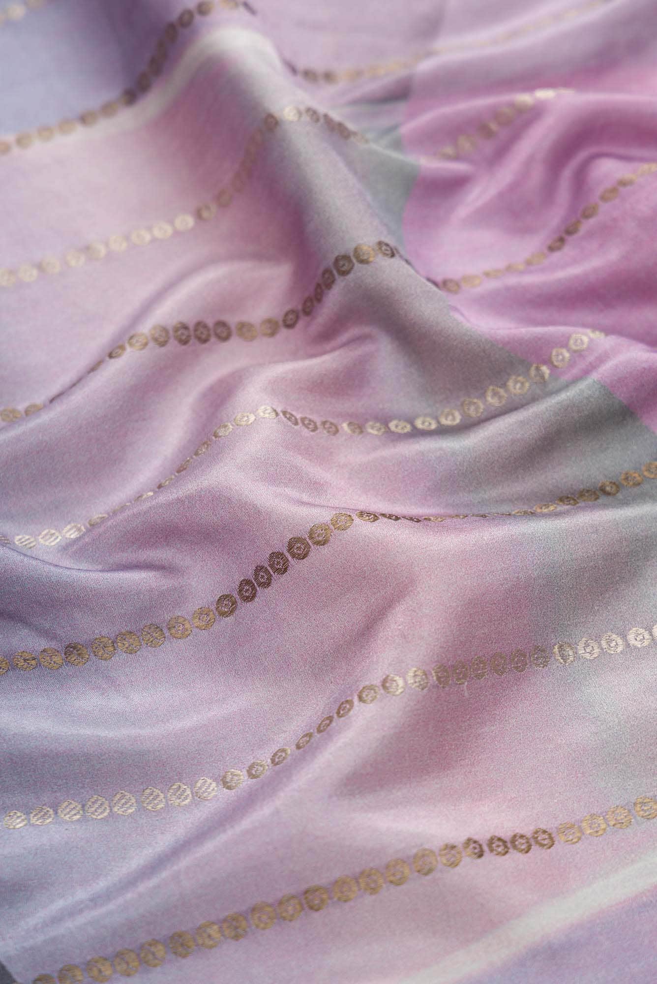 Grey and Lavender Dual Tone Mysore Crepe Saree
