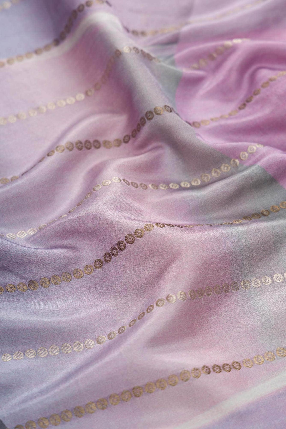 Grey and Lavender Dual Tone Mysore Crepe Saree