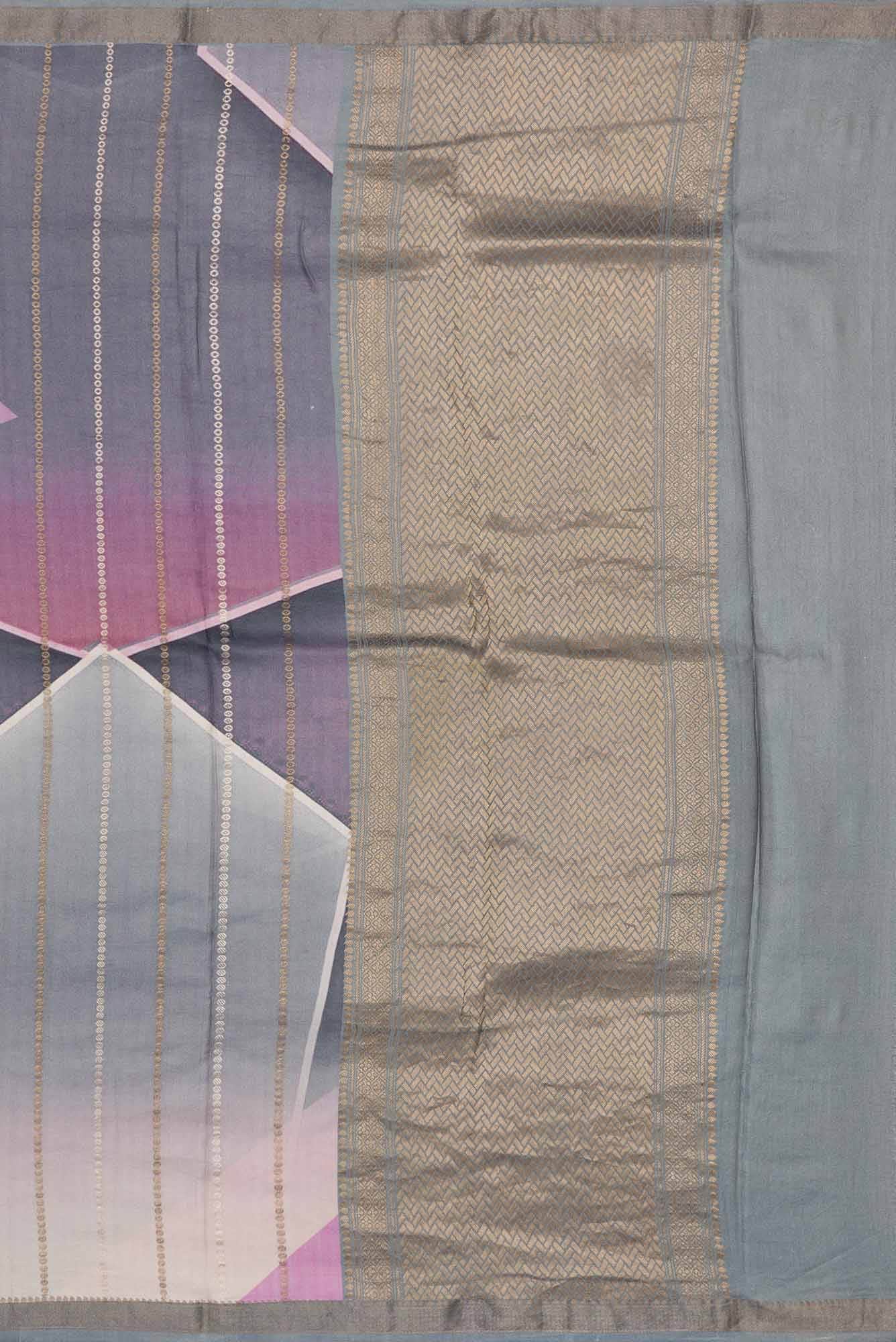 Grey and Lavender Dual Tone Mysore Crepe Saree