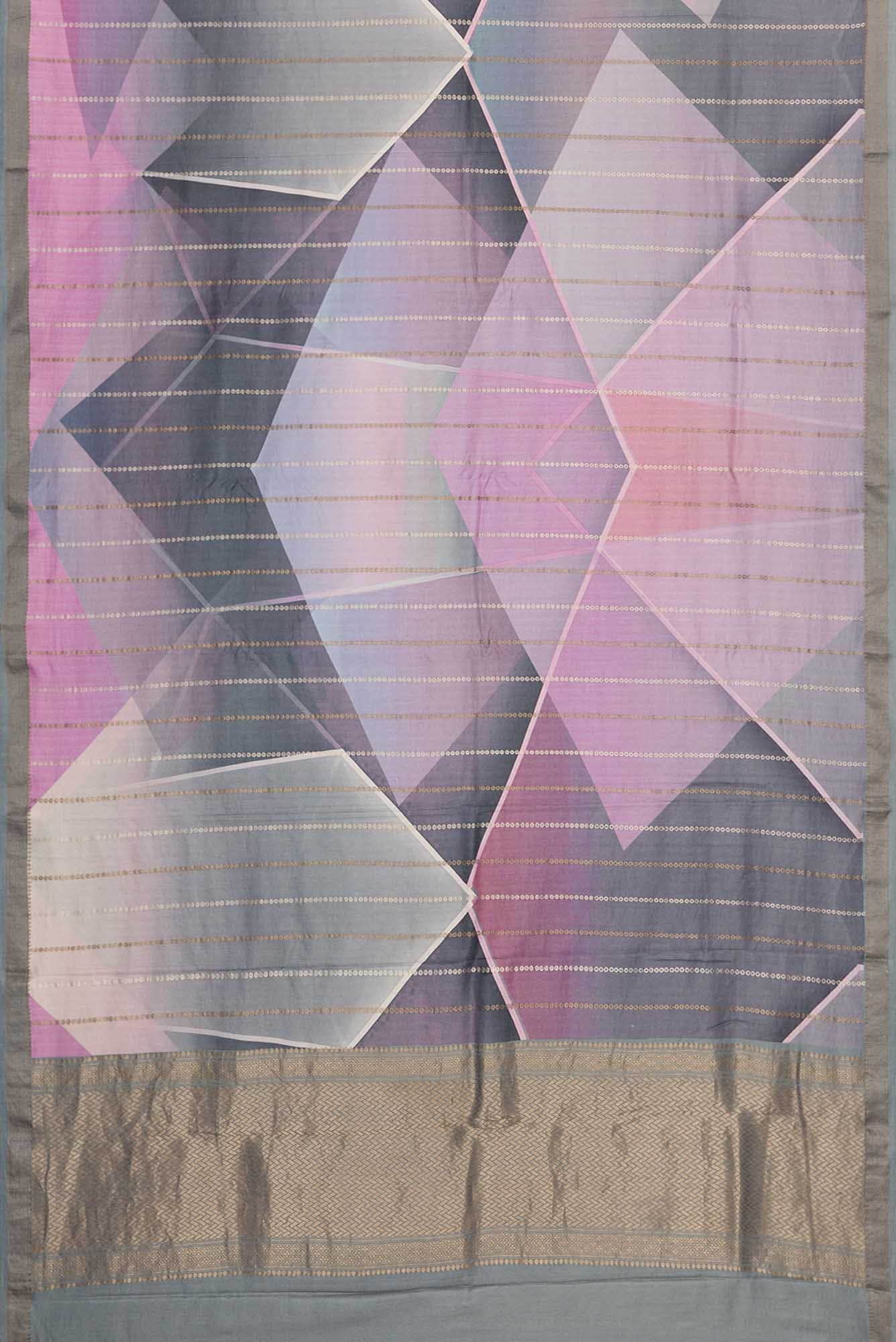 Grey and Lavender Dual Tone Mysore Crepe Saree