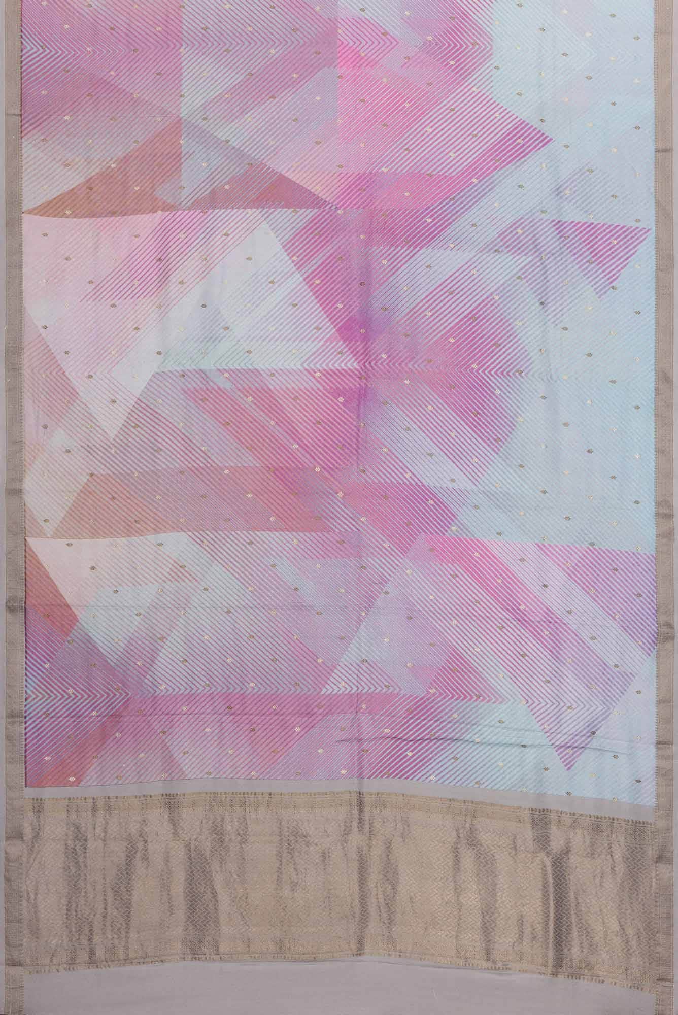 Pink  Blue and Lavender Dual Tone Mysore Crepe Sareenf2767173