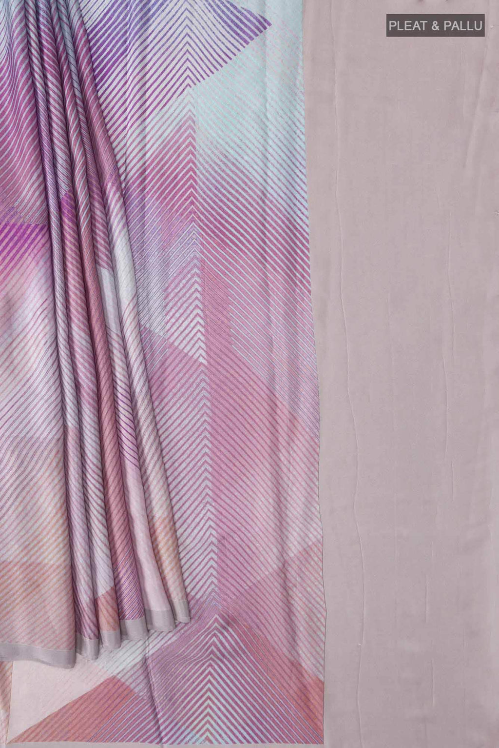 Lavender Satin Crepe Saree