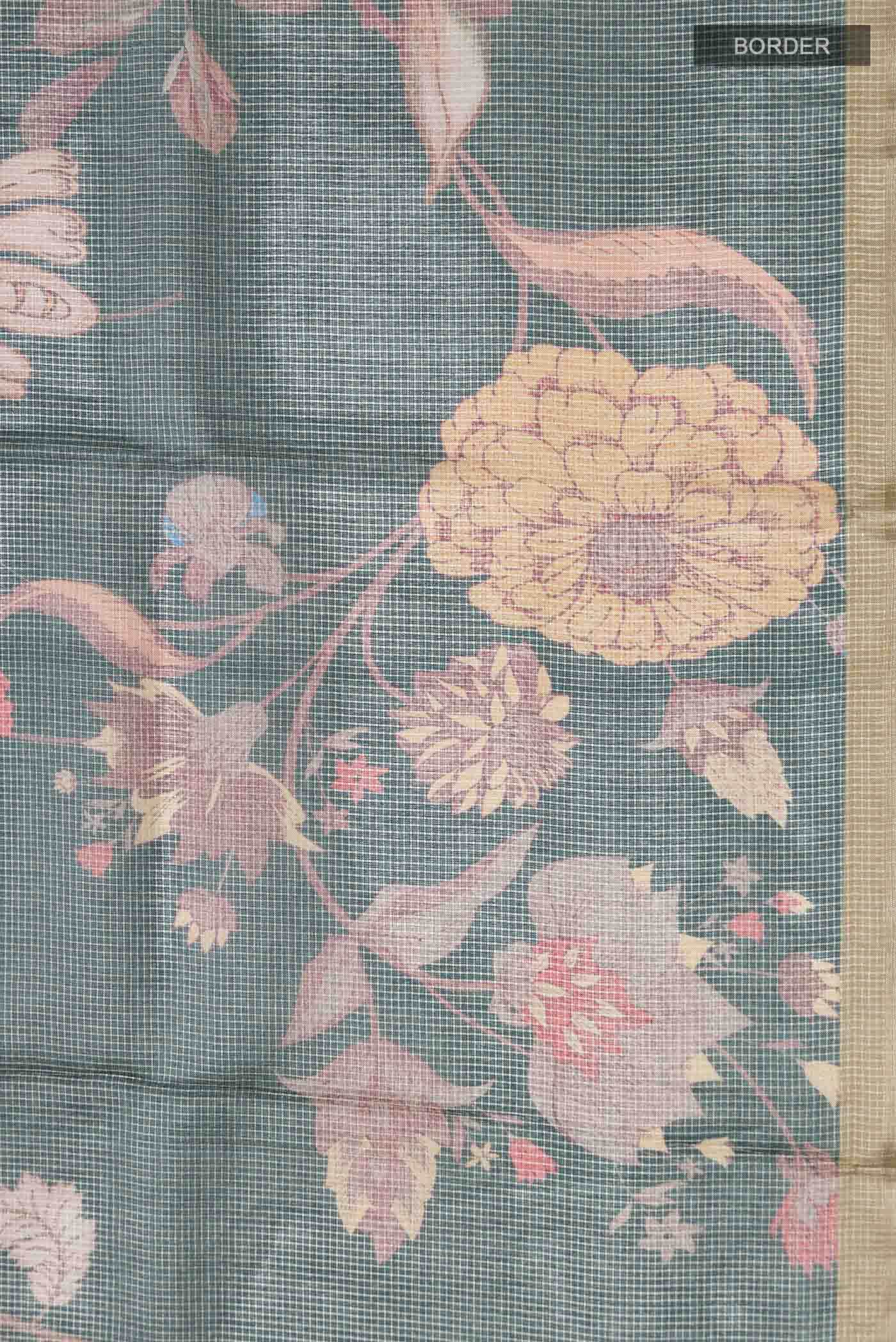 Blue Grey Bhagalpuri Tussar Silk Saree