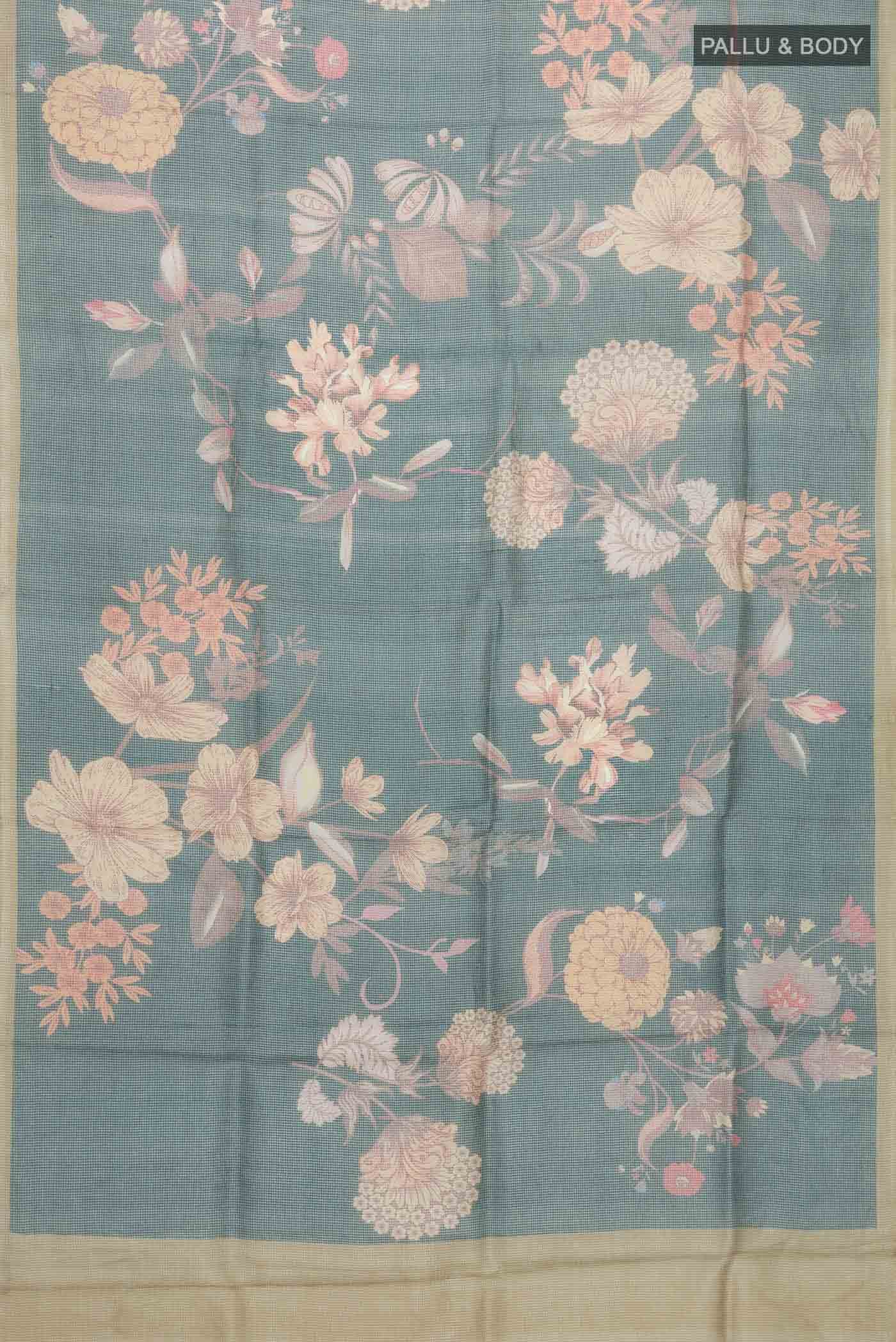 Blue Grey Bhagalpuri Tussar Silk Saree