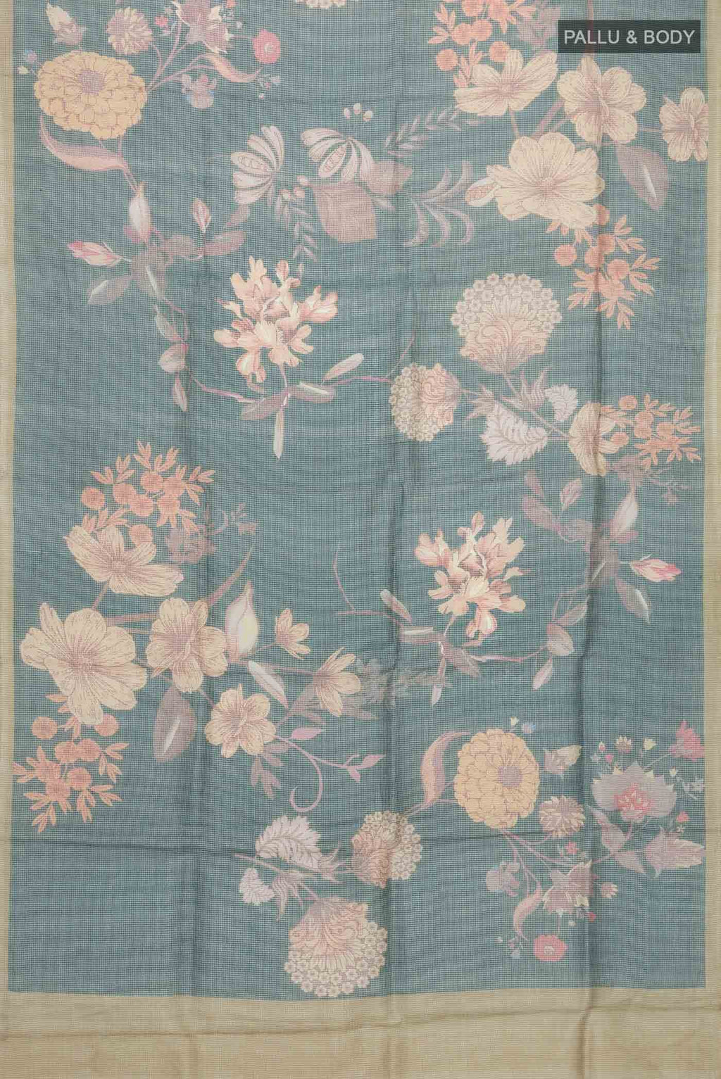 Blue Grey Bhagalpuri Tussar Silk Saree