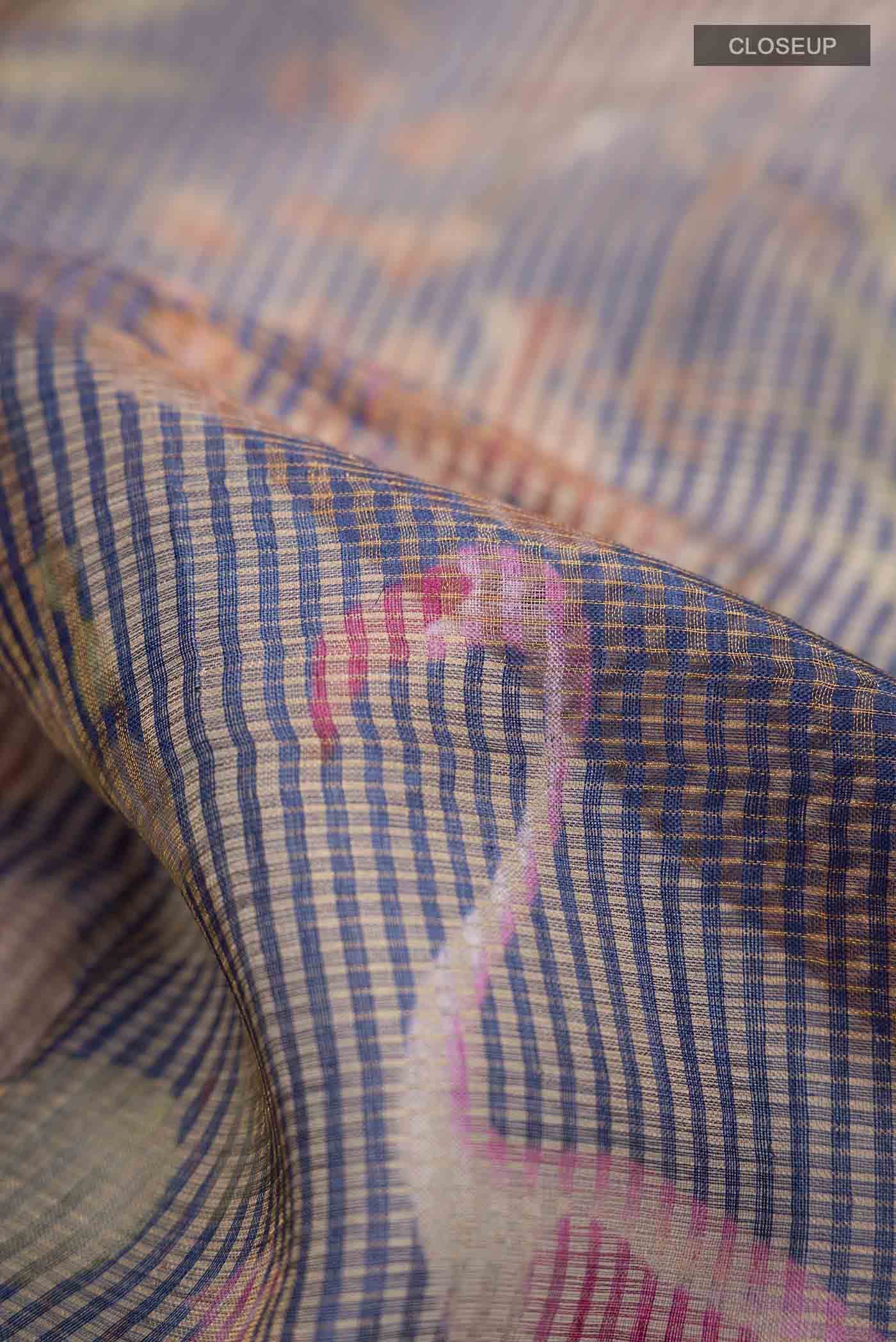 Blue Bhagalpuri Tussar Silk Saree