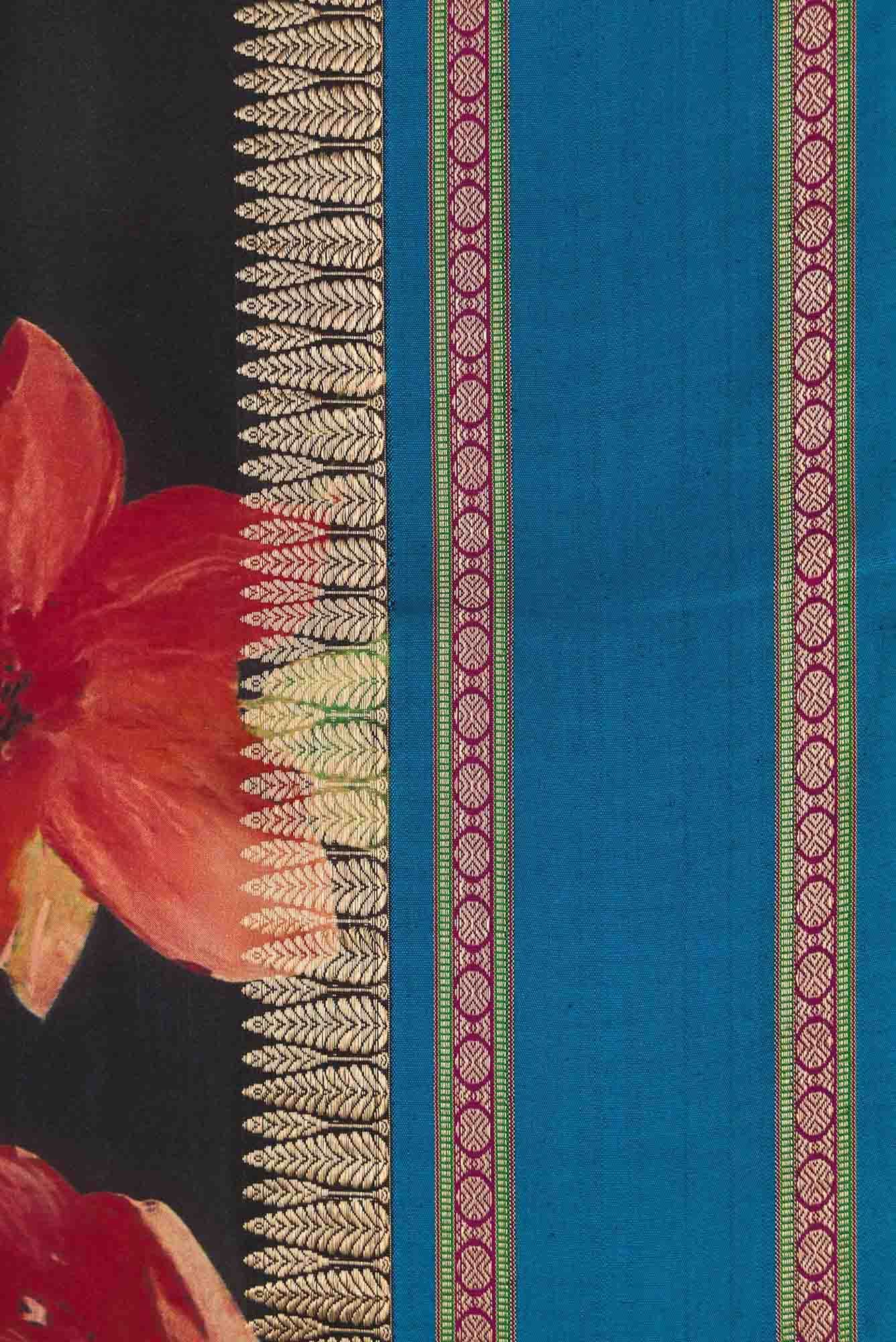Black Dual Tone Kanchipuram Silk Saree