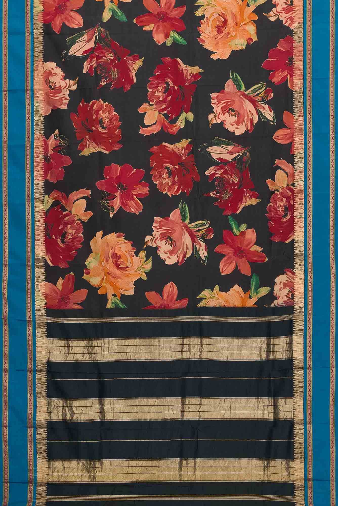 Black Dual Tone Kanchipuram Silk Saree
