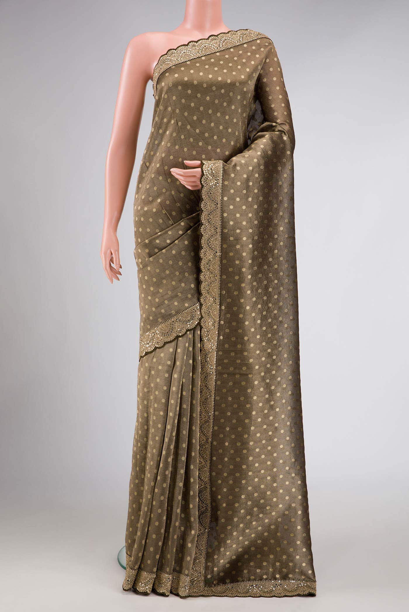 Mehandi Green Dual Tone Tissue Silk Saree
