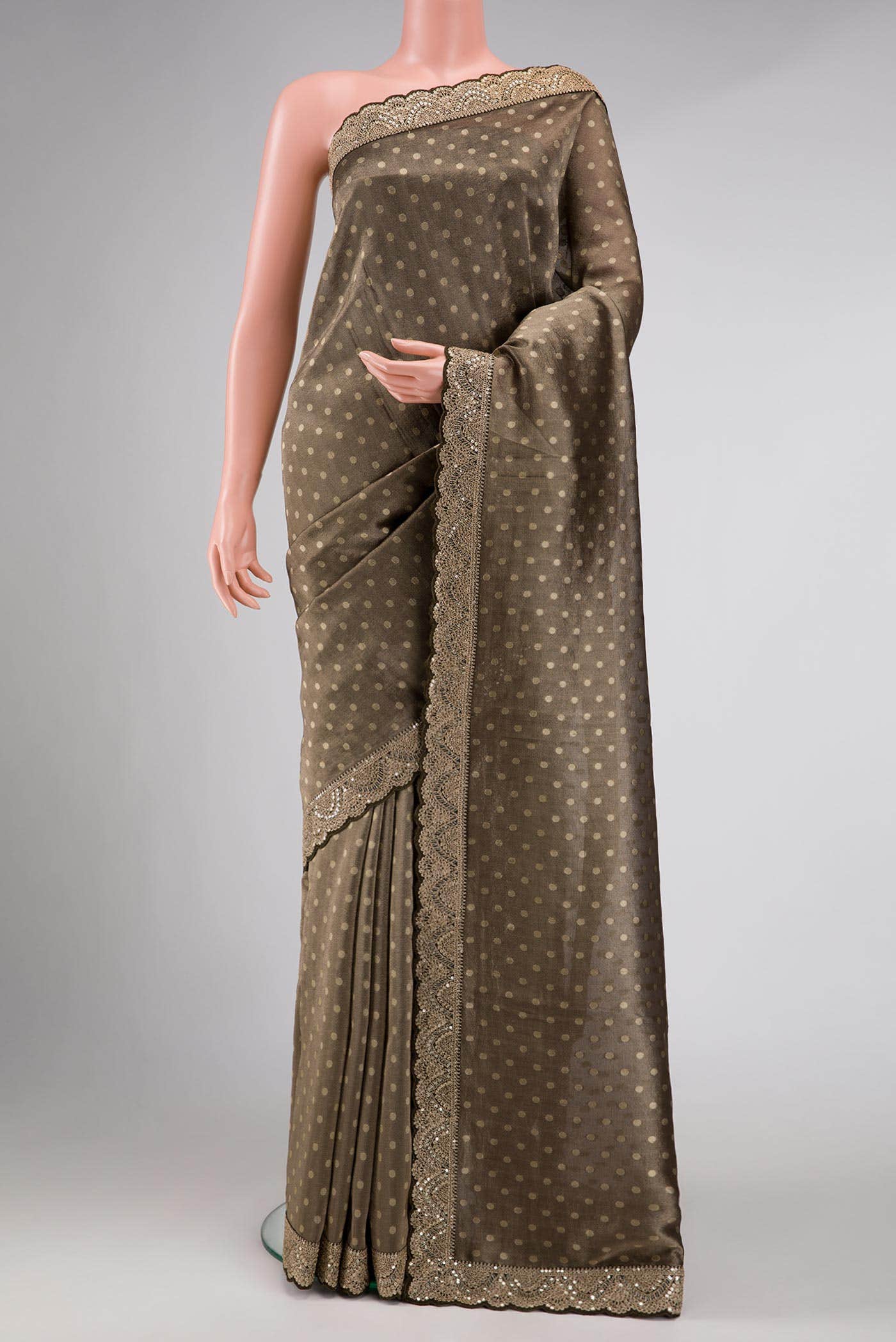Brown Organza Silk Saree