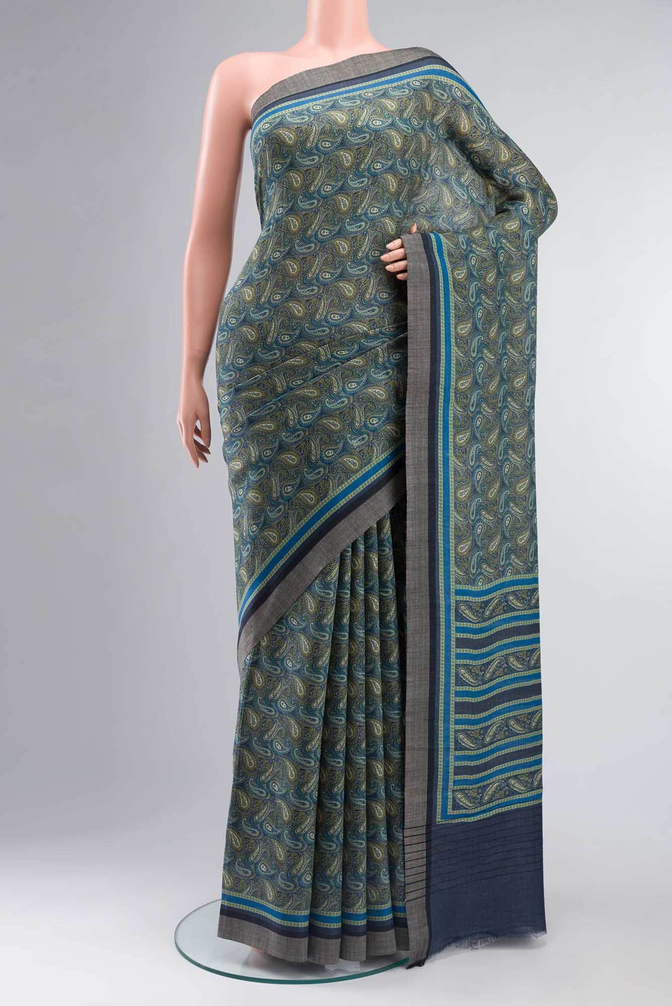 Green Pashmina Silk Saree