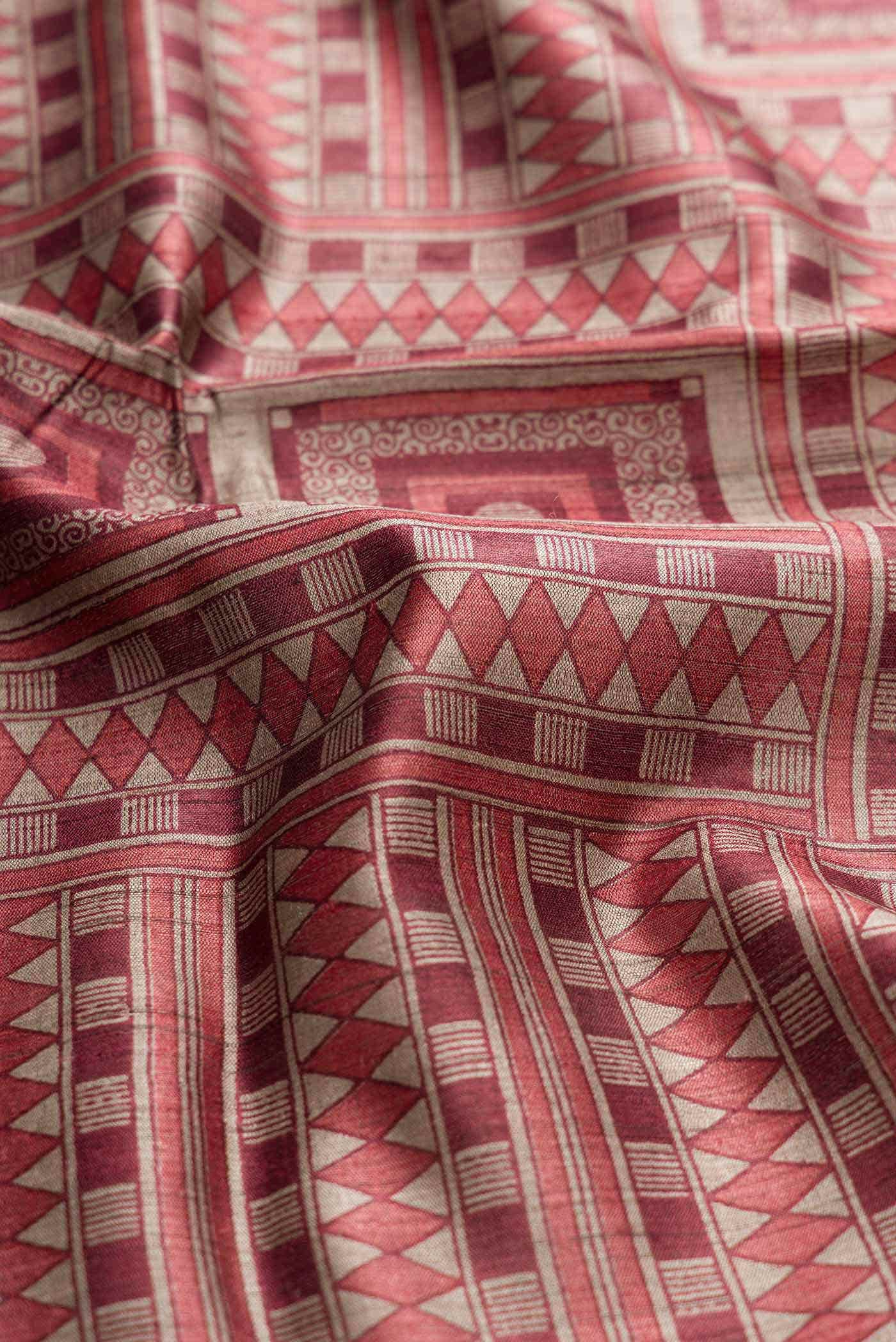 Maroon Tussar Silk Saree