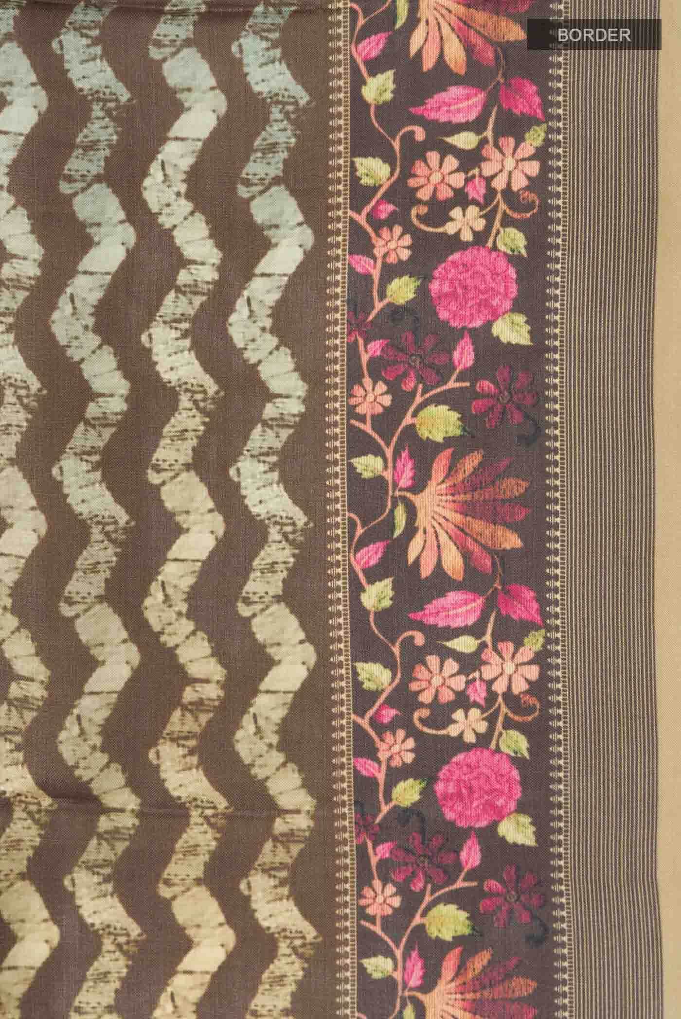 Brown Tussar Silk Saree