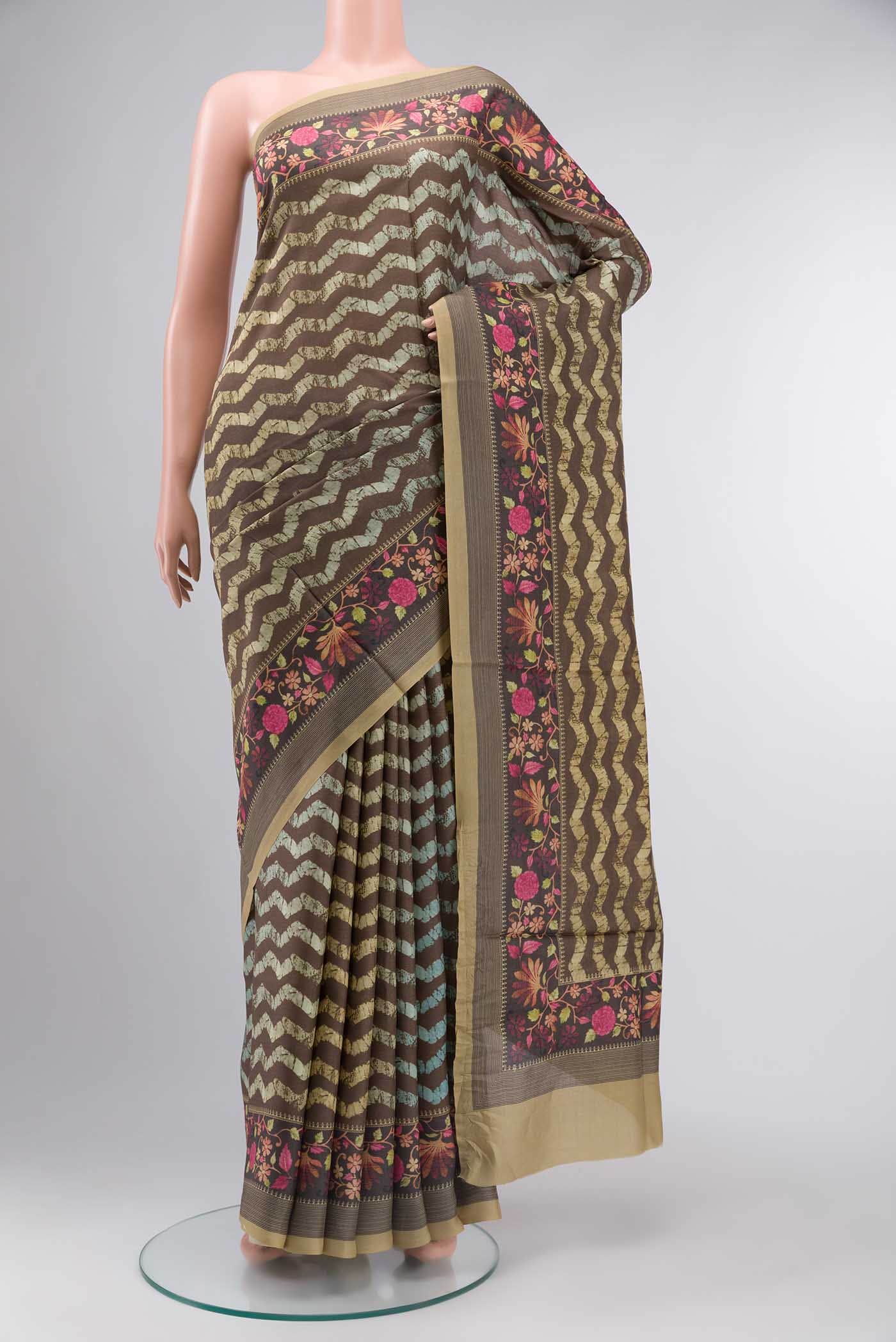 Brown Tussar Silk Saree