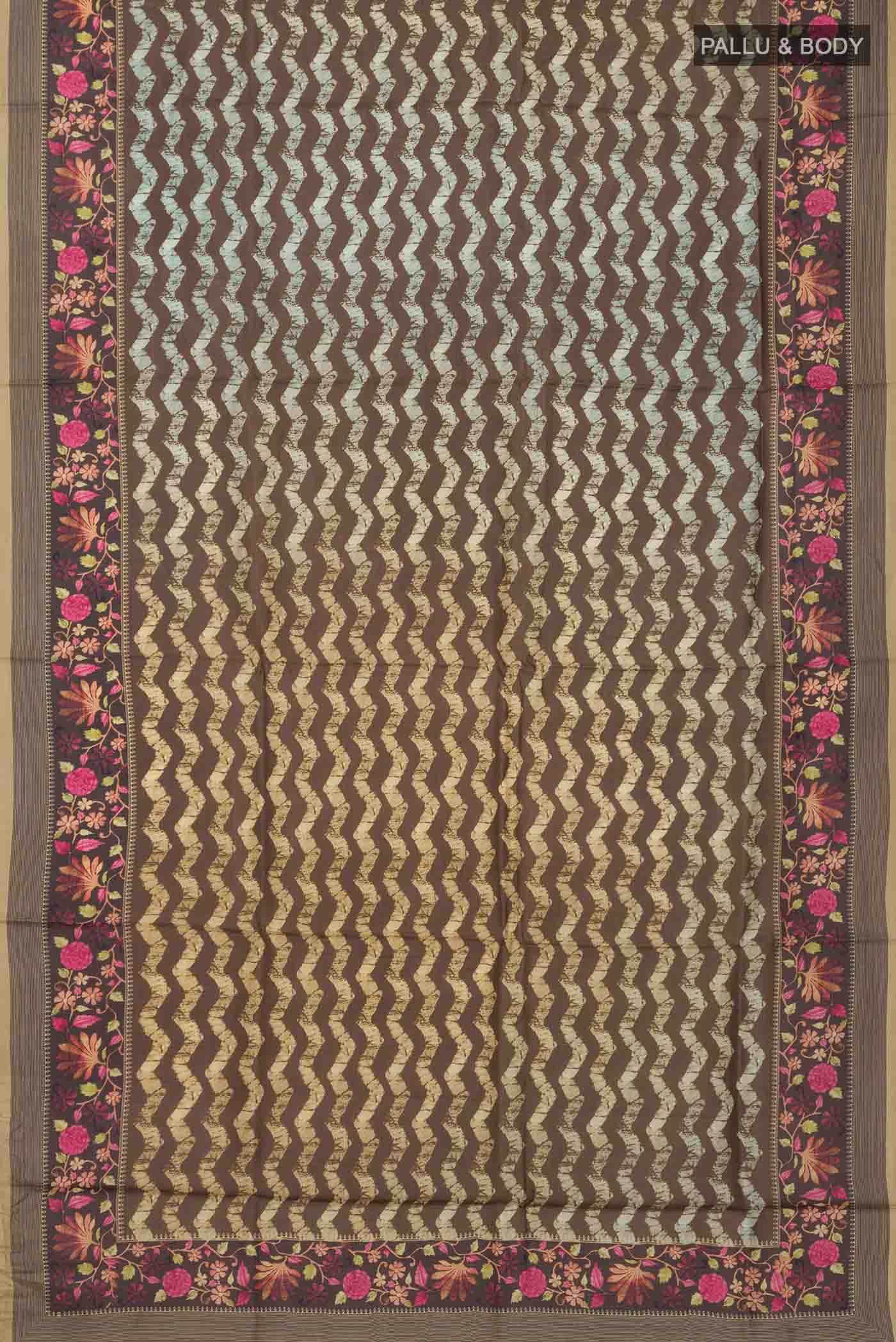 Brown Tussar Silk Saree