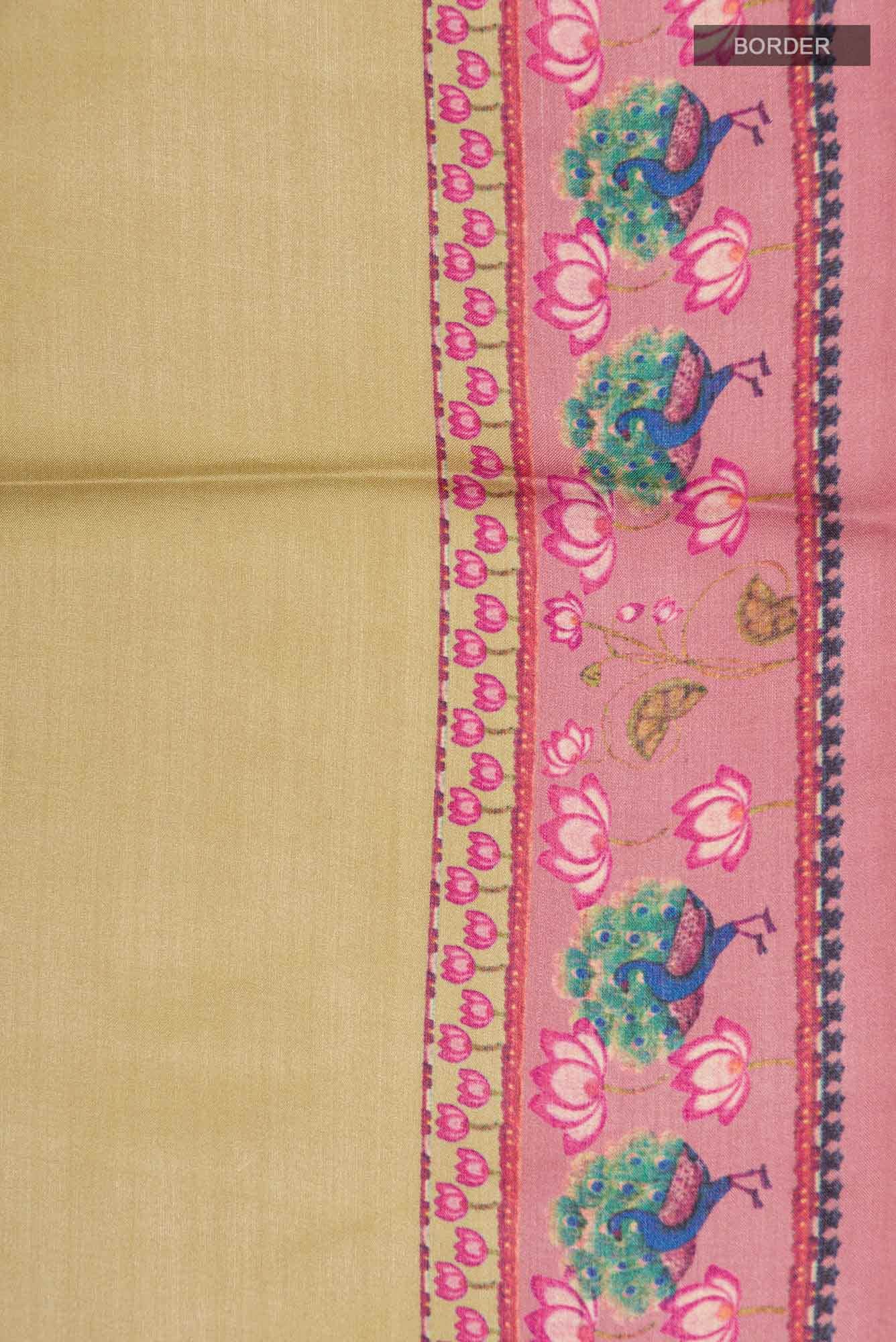 Beige Bhagalpuri Tussar Silk Saree