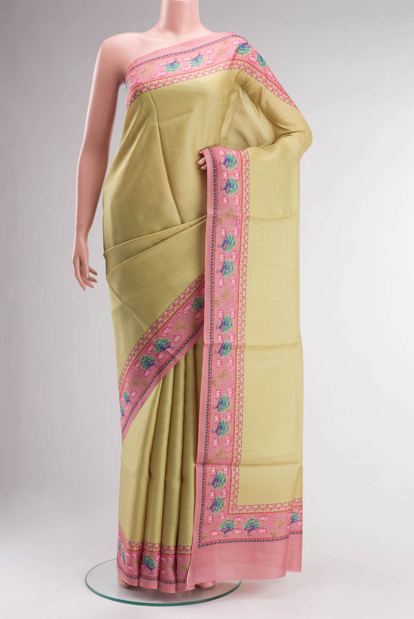 Beige Bhagalpuri Tussar Silk Saree