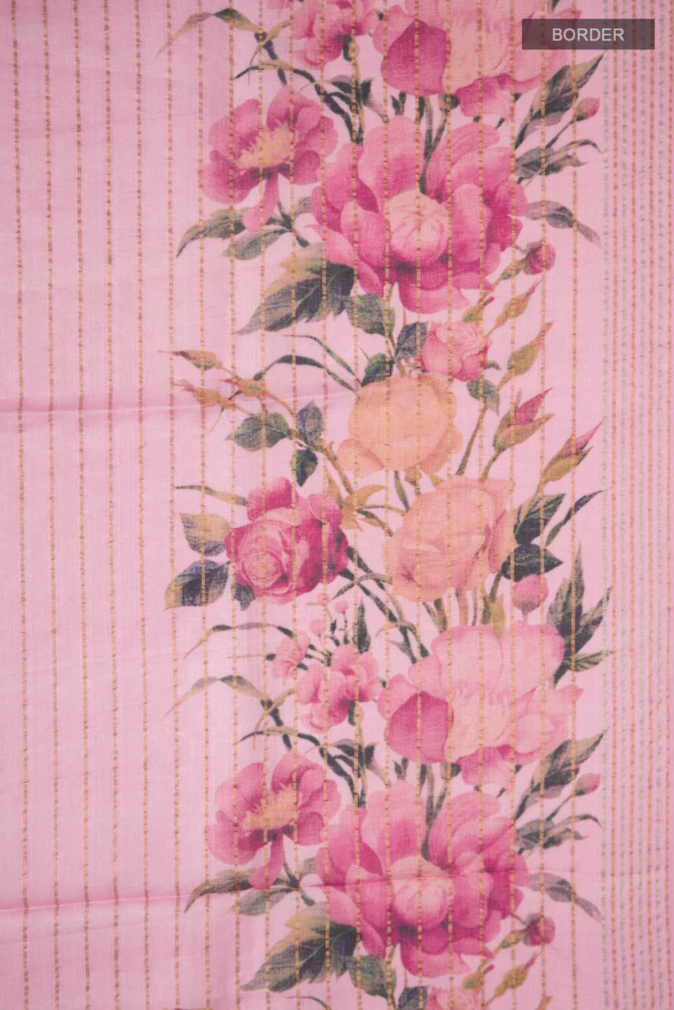 Pink Tussar Silk Saree