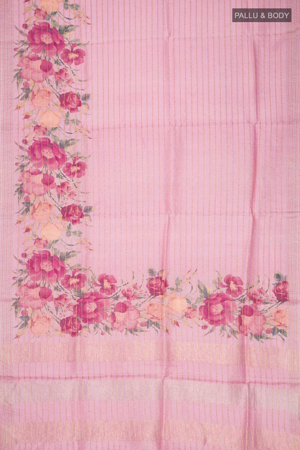 Pink Tussar Silk Saree