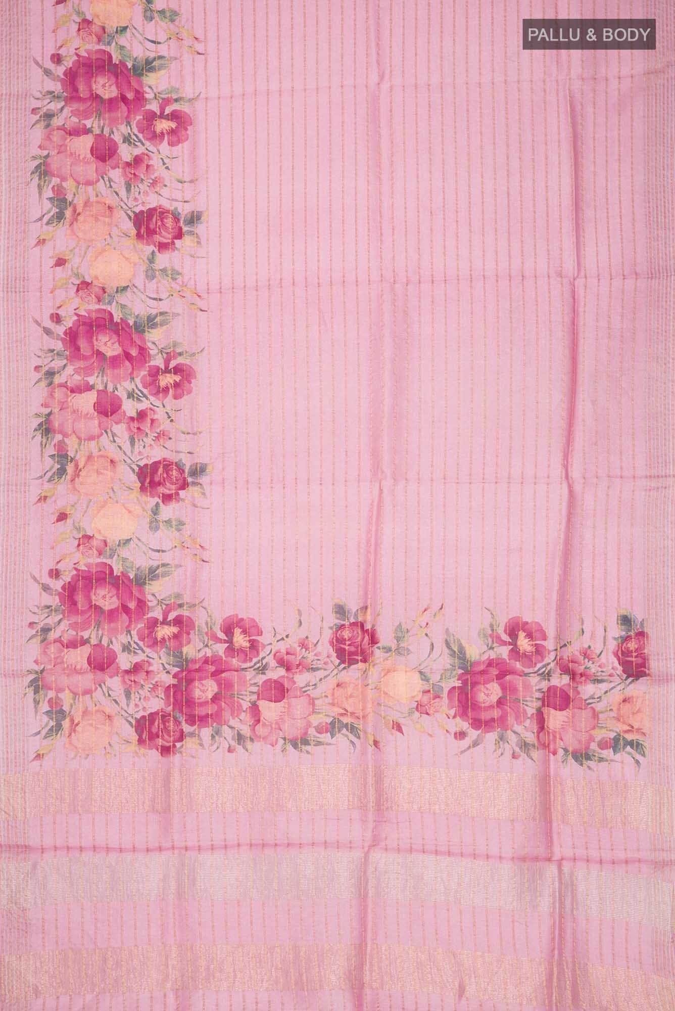 Pink Tussar Silk Saree