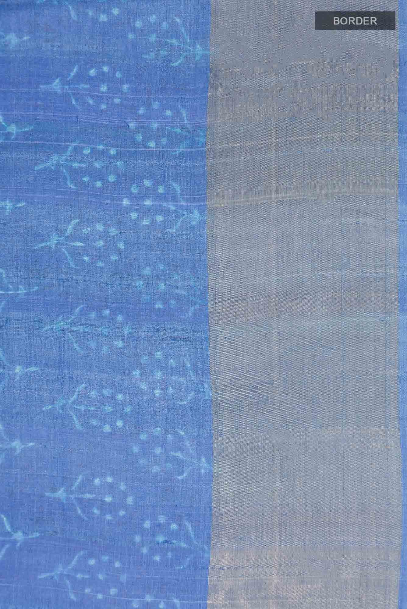 Blue Tussar Silk Saree