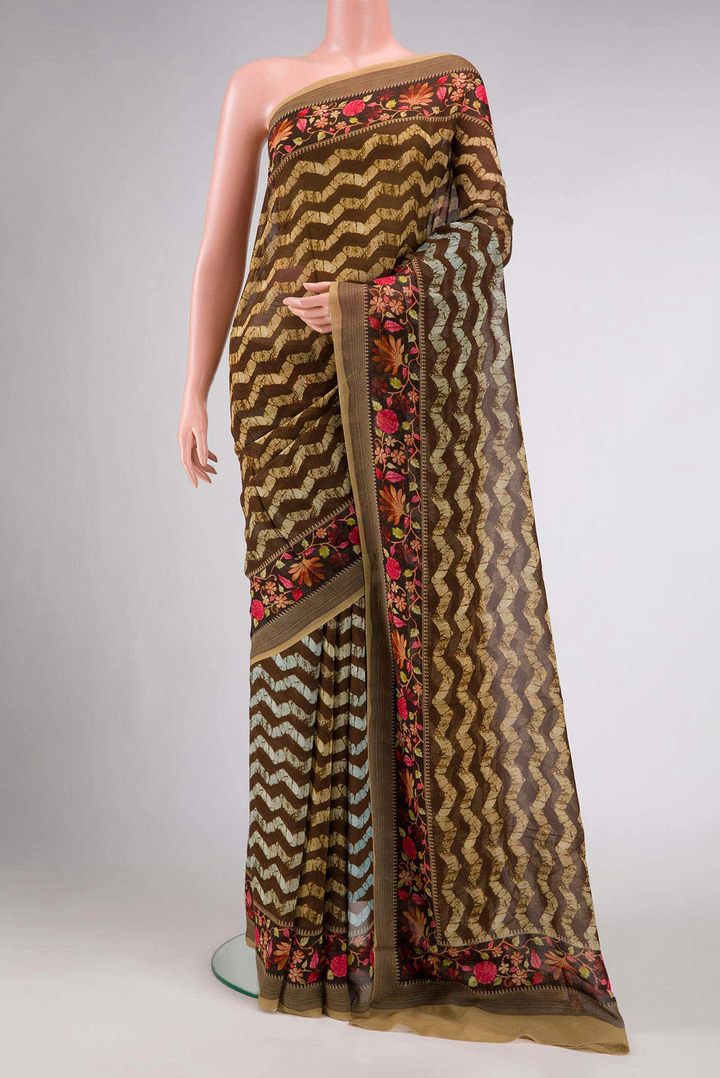 Brown Dual Tone Mysore Georgette Saree