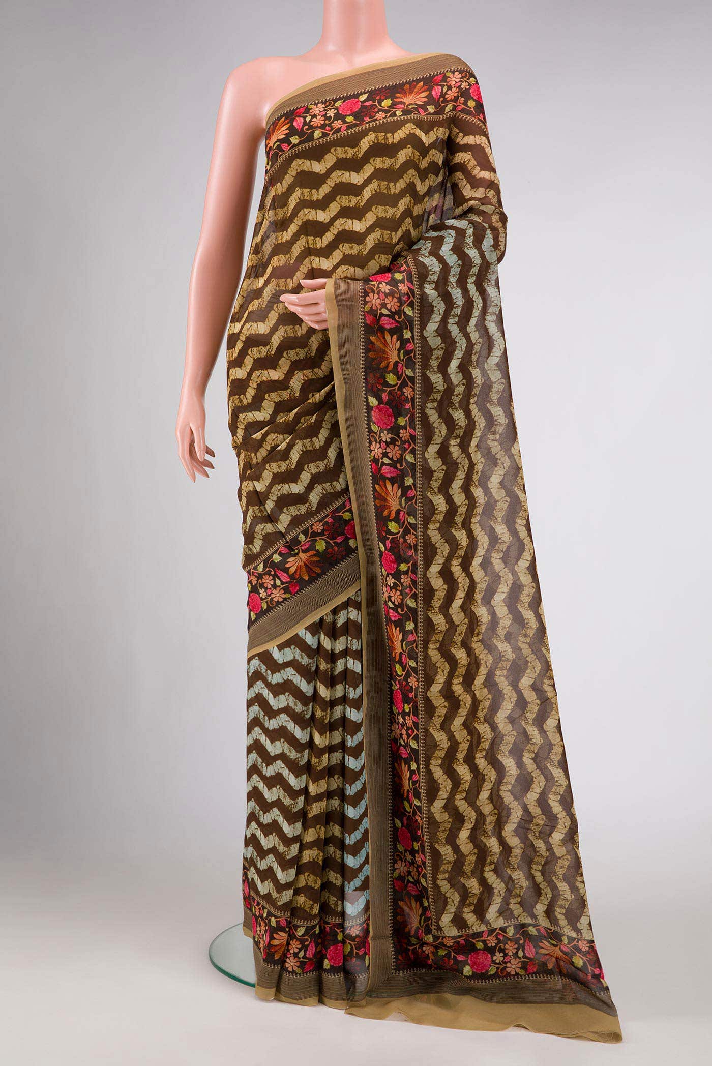 Brown Dual Tone Mysore Georgette Saree