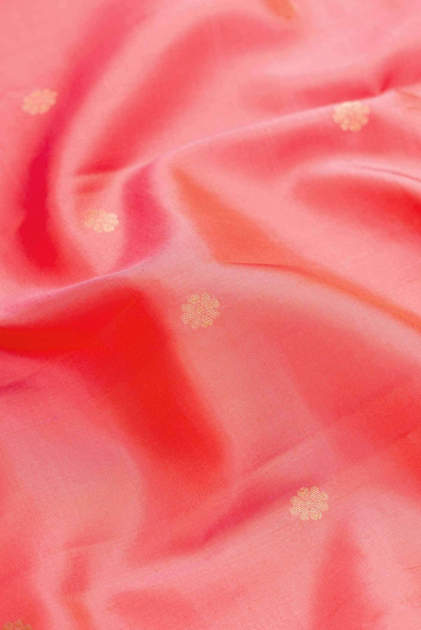 Golden Peach Dual Tone Kanchipuram Silk Saree