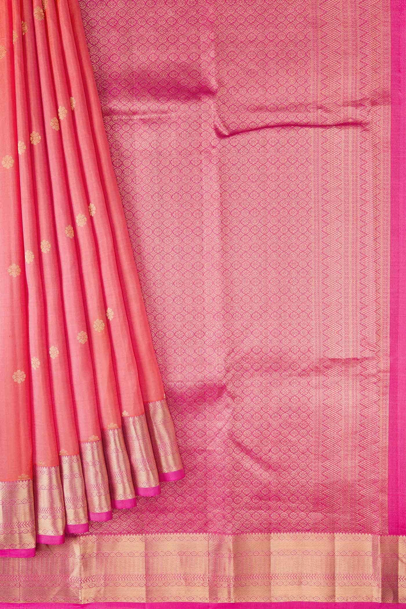 Golden Peach Dual Tone Kanchipuram Silk Saree