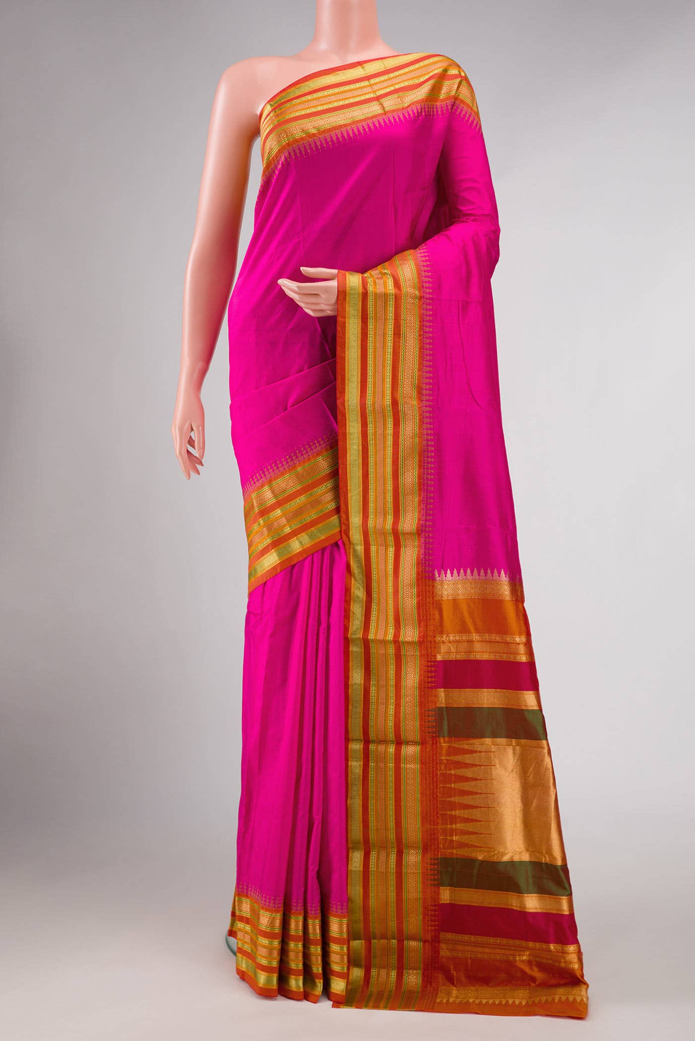 Pink Dual Tone Kanchipuram Silk Saree