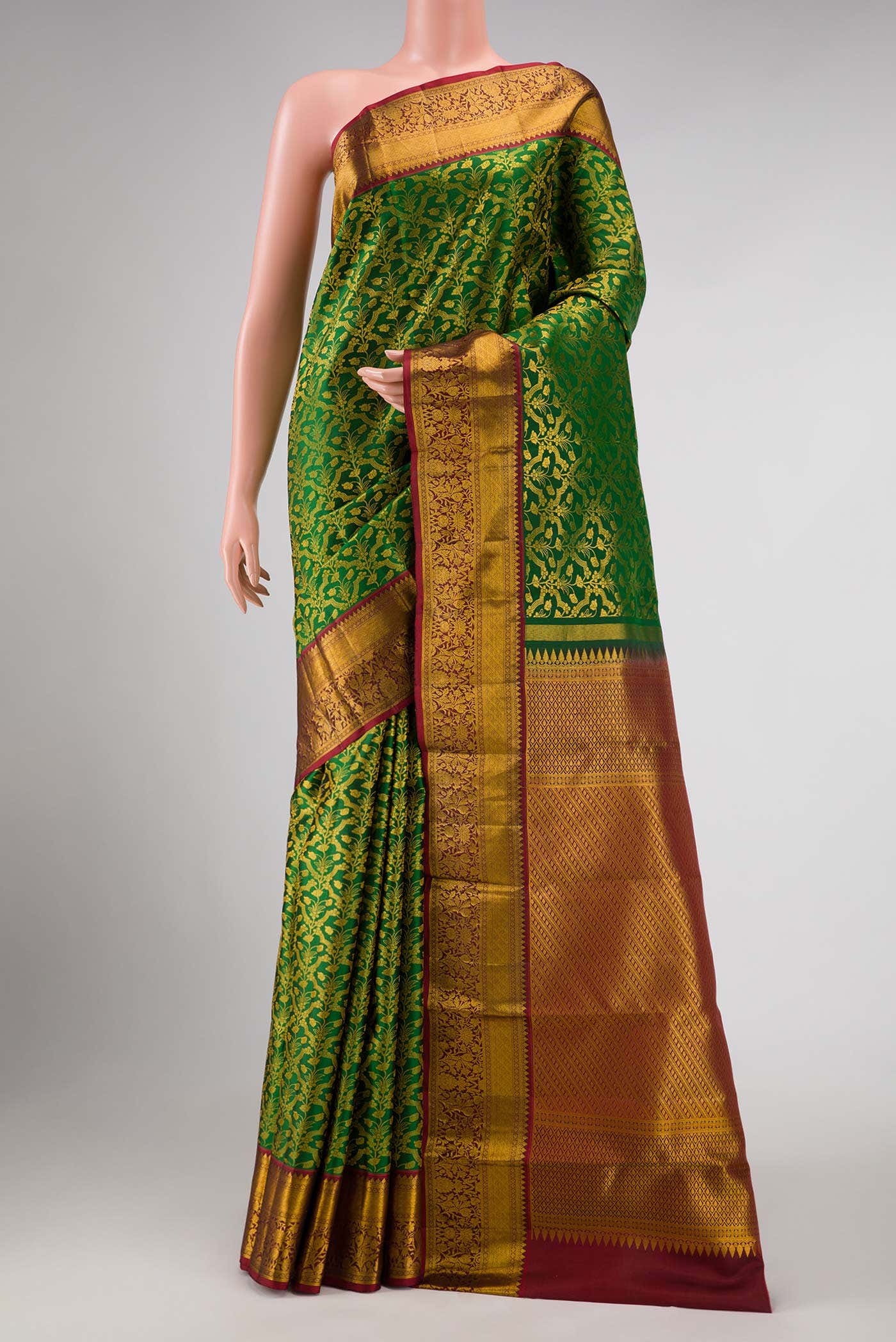 Green Dual Tone Kanchipuram Silk Saree