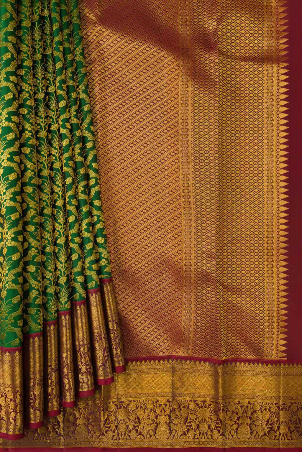 Green Dual Tone Kanchipuram Silk Saree