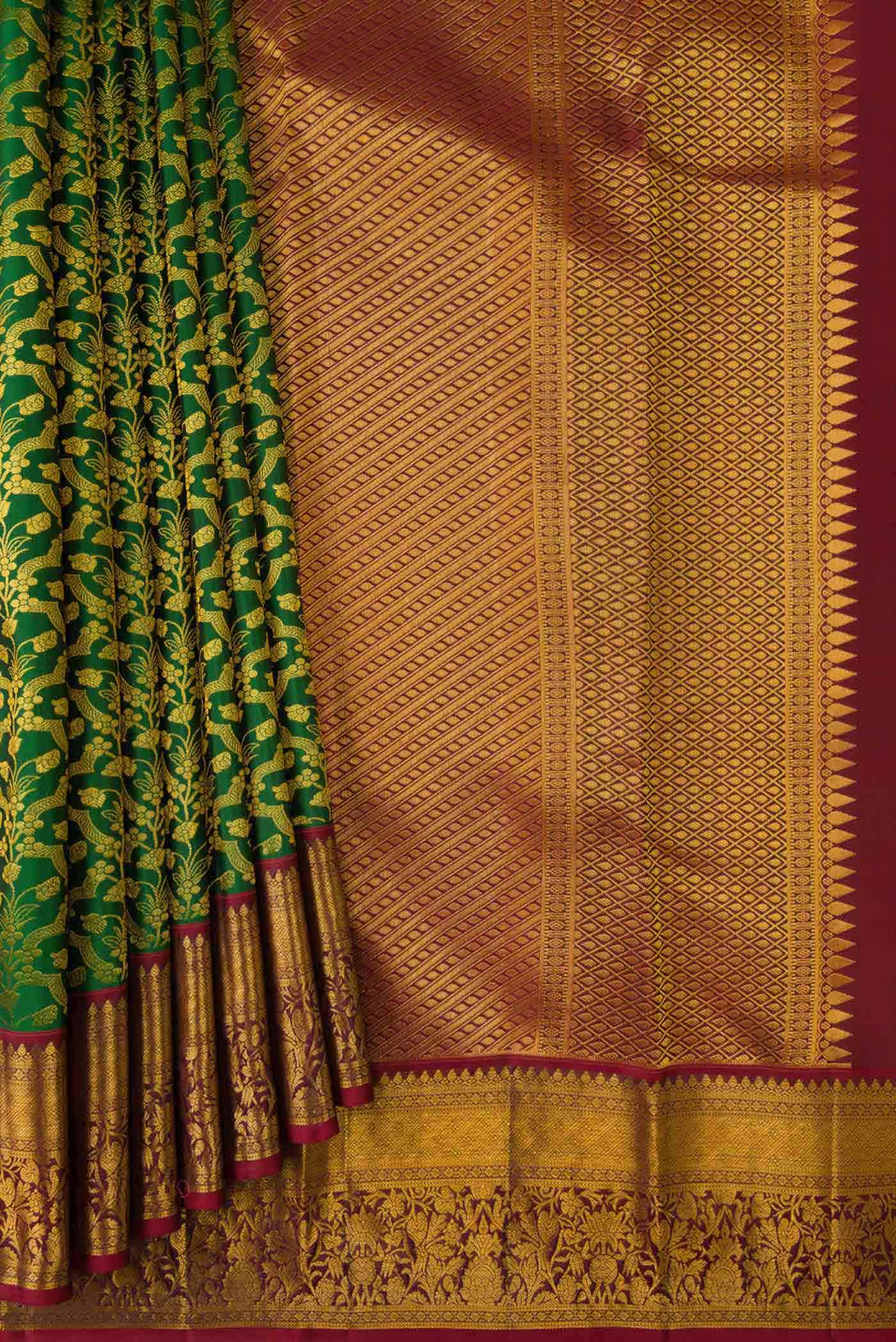 Green Dual Tone Kanchipuram Silk Saree