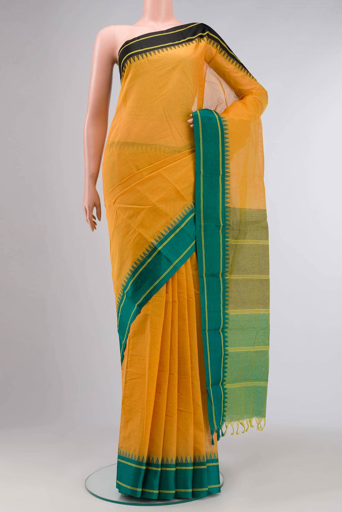 Mustard Kanchi Cotton Saree