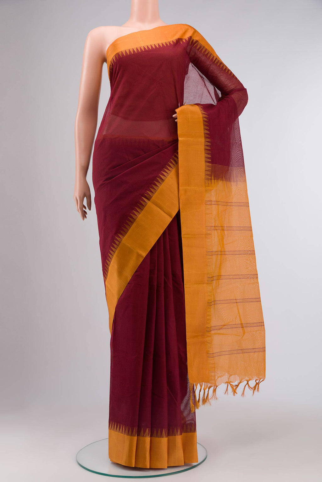 Maroon Kanchi Cotton Saree