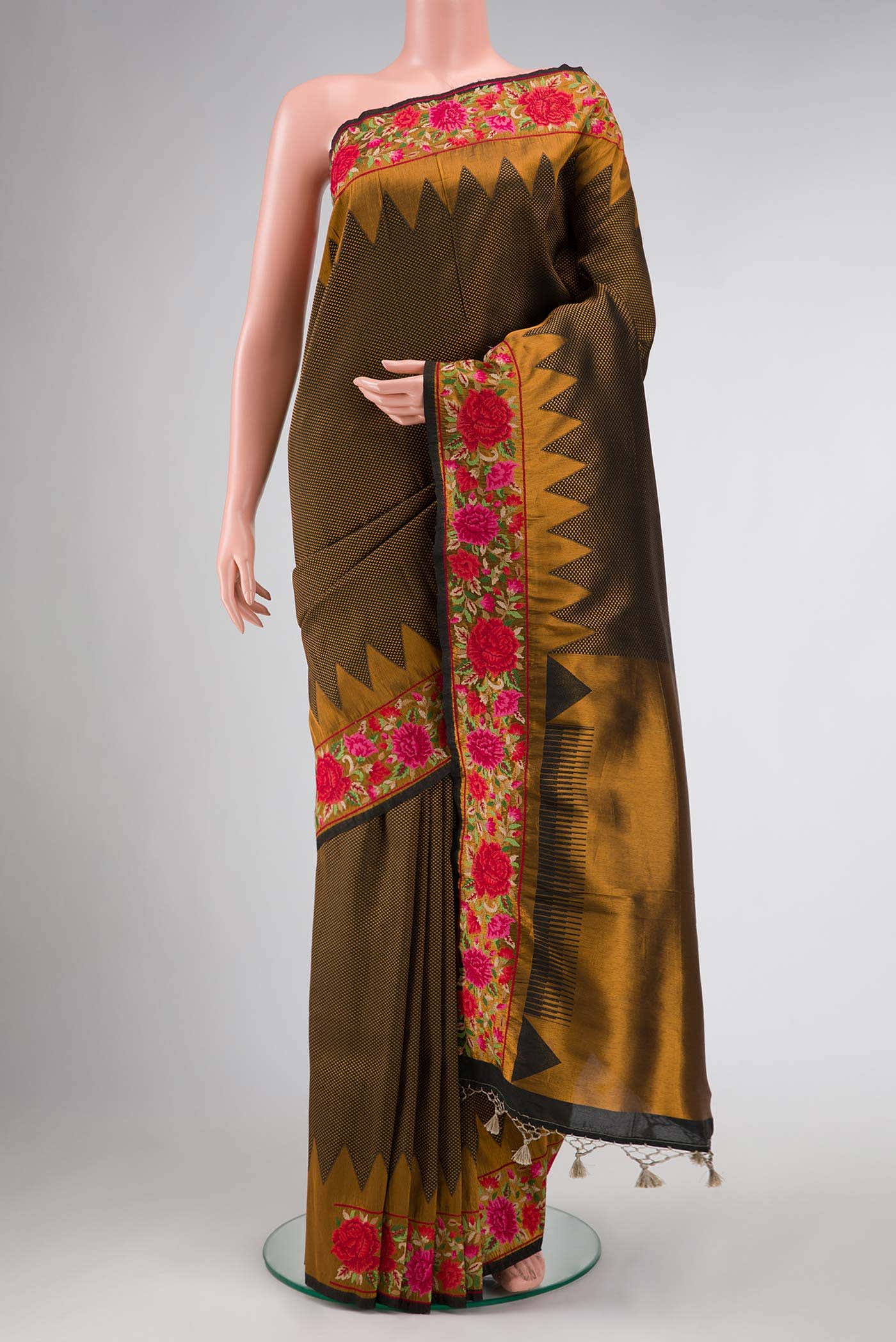 Black Dual Tone Blended Banarasi Silk Saree