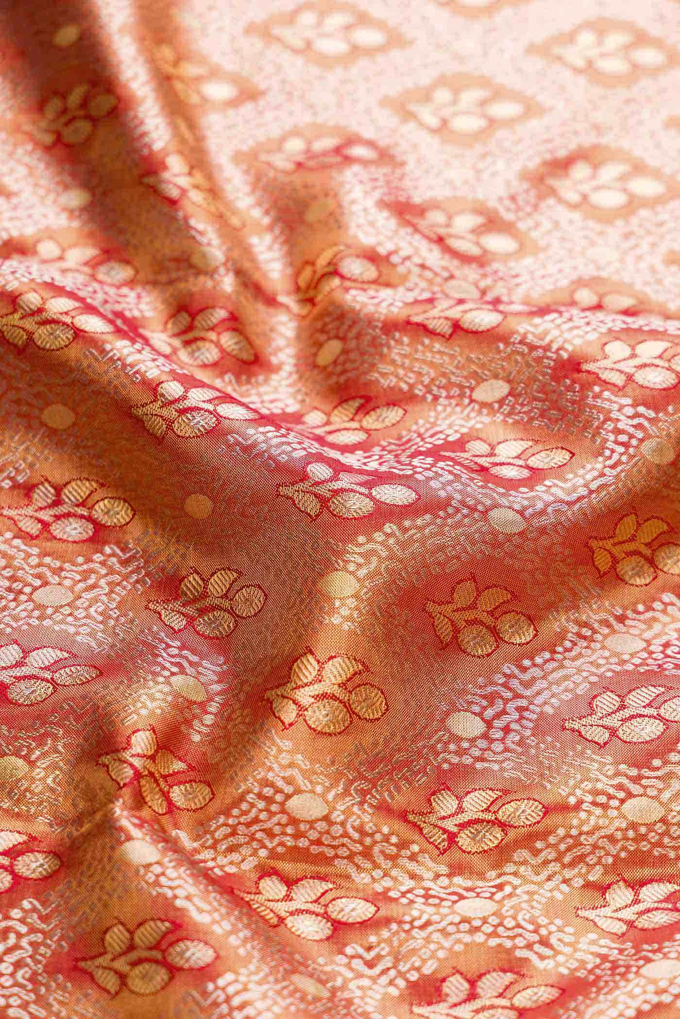 Dark Pink Dual Tone Kanchipuram Tissue Silk Saree
