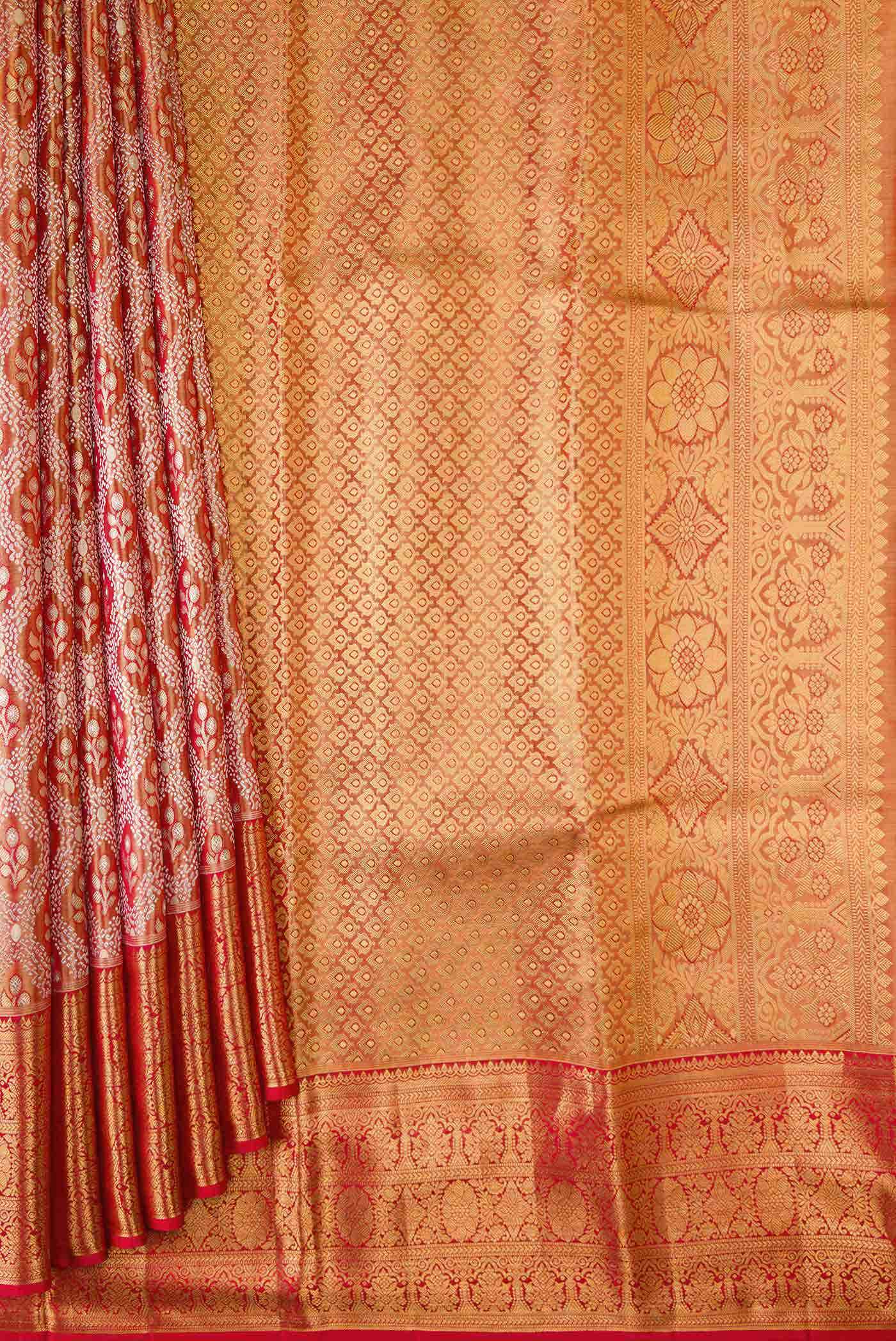 Dark Pink Dual Tone Kanchipuram Tissue Silk Saree