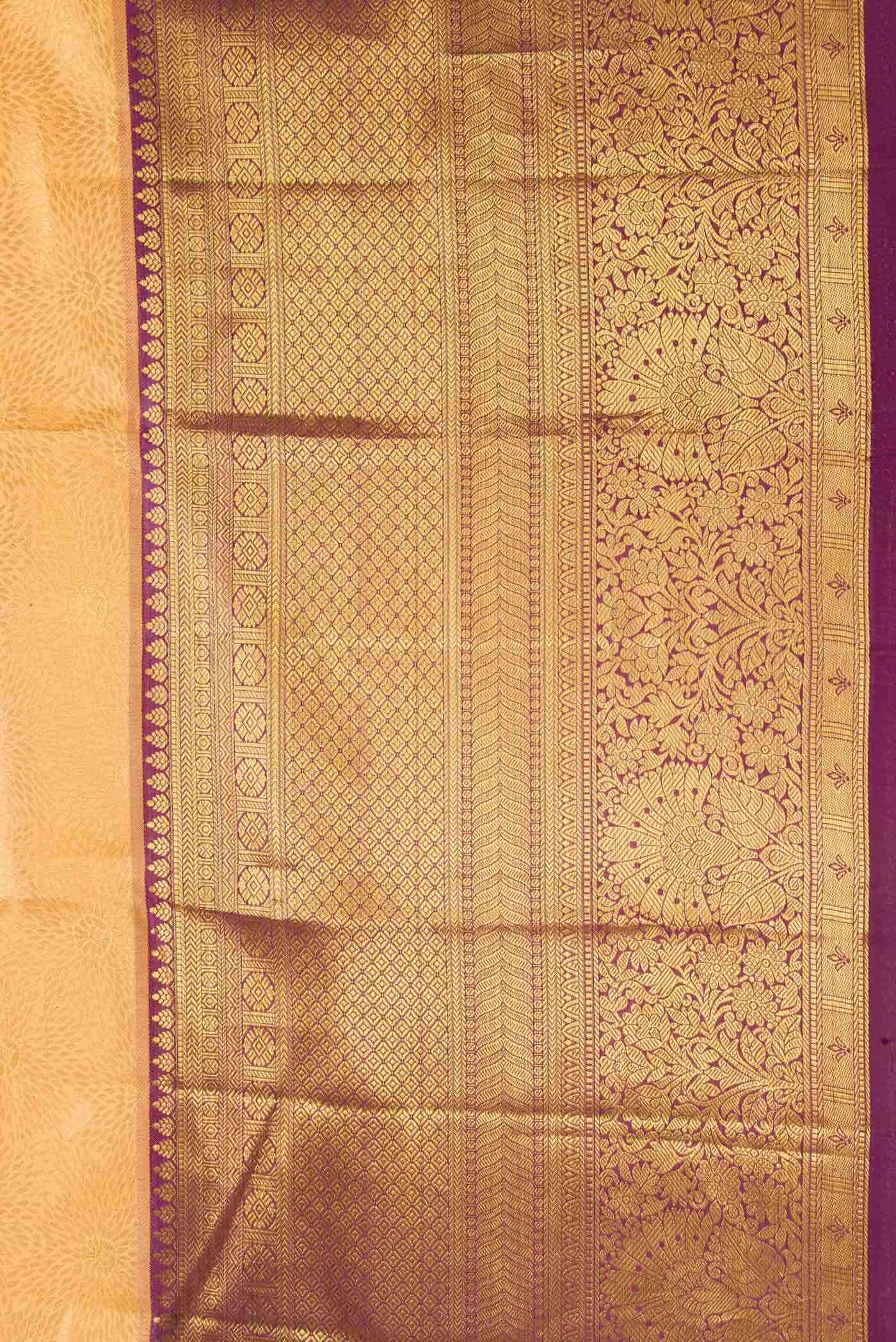 Golden Peach Dual Tone Kanchipuram Silk Saree