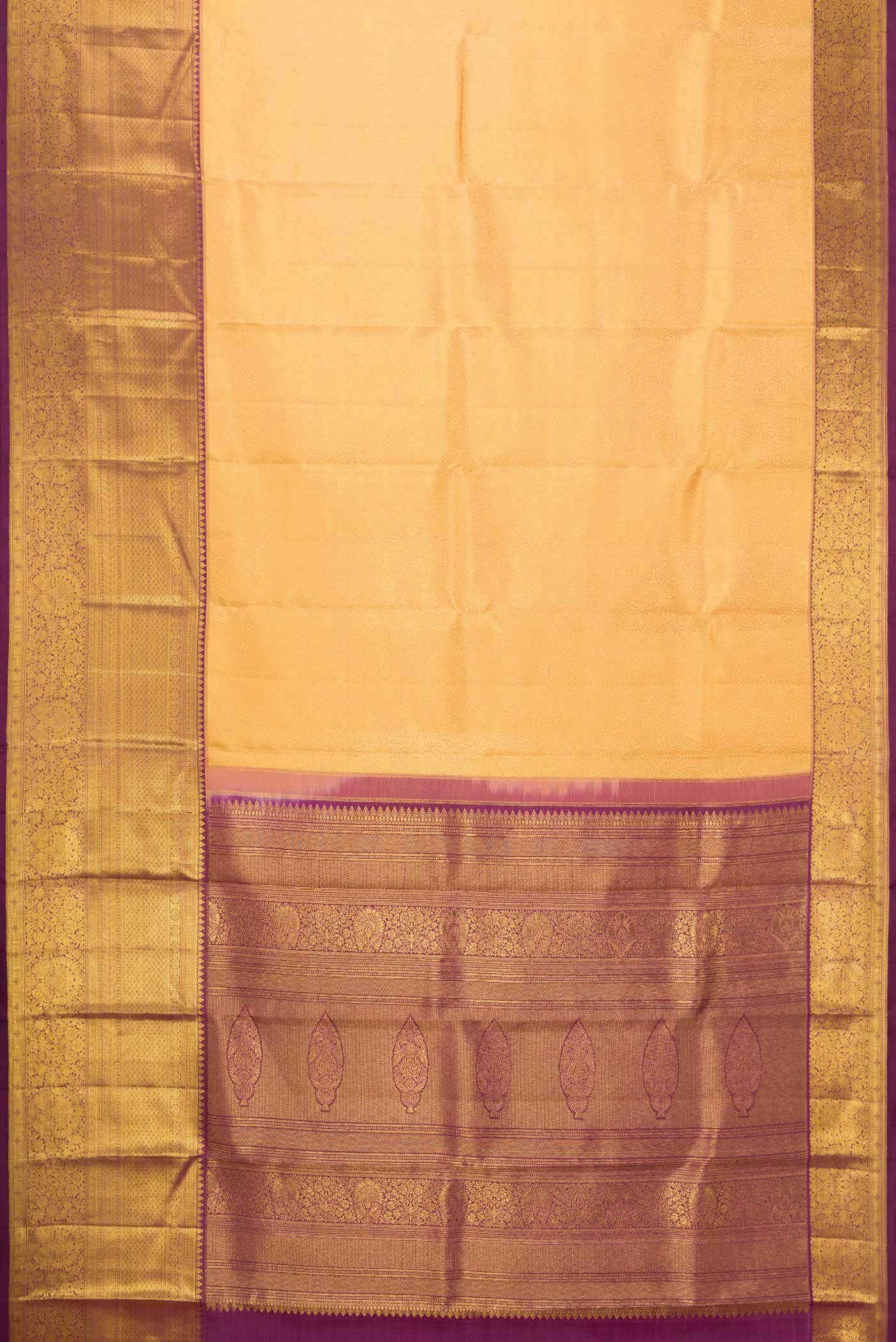 Golden Peach Dual Tone Kanchipuram Silk Saree
