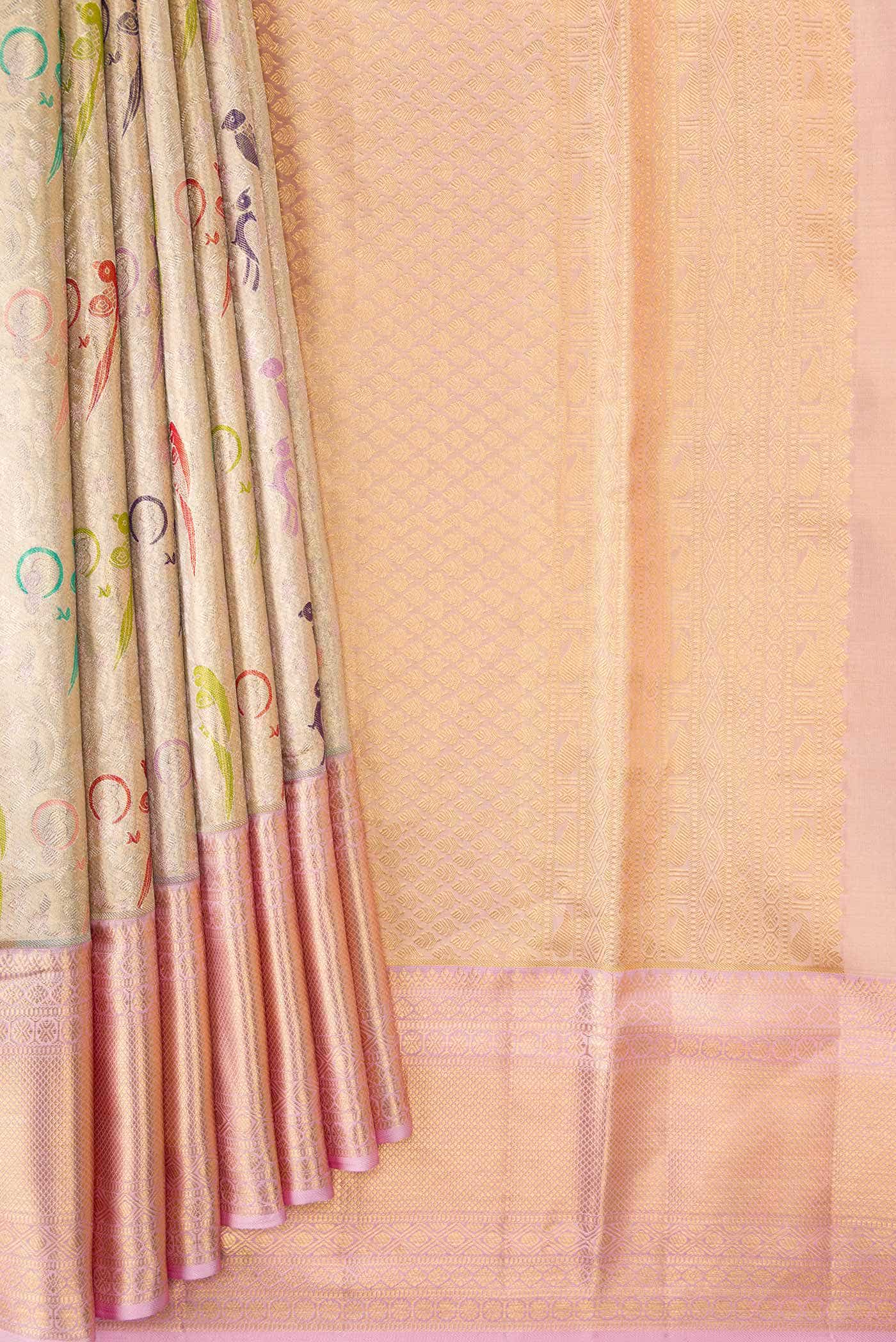 Gold Dual Tone Kanchipuram Tissue Silk Saree