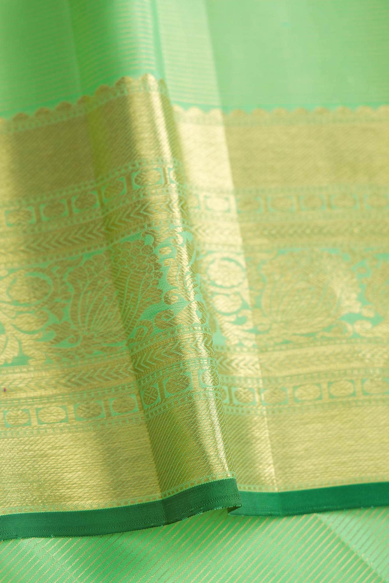 Sea Green Dual Tone Kanchipuram Silk Saree