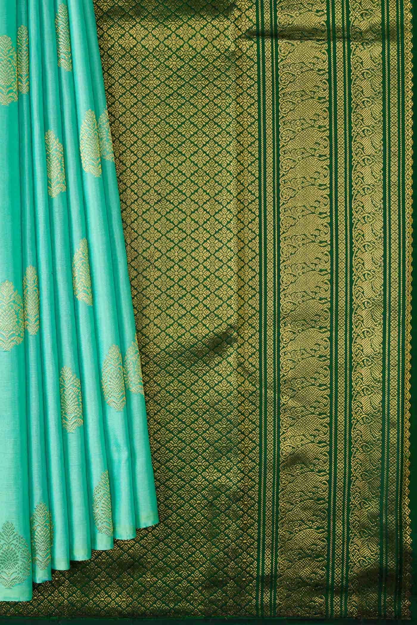 Sea Green Dual Tone Kanchipuram Silk Saree