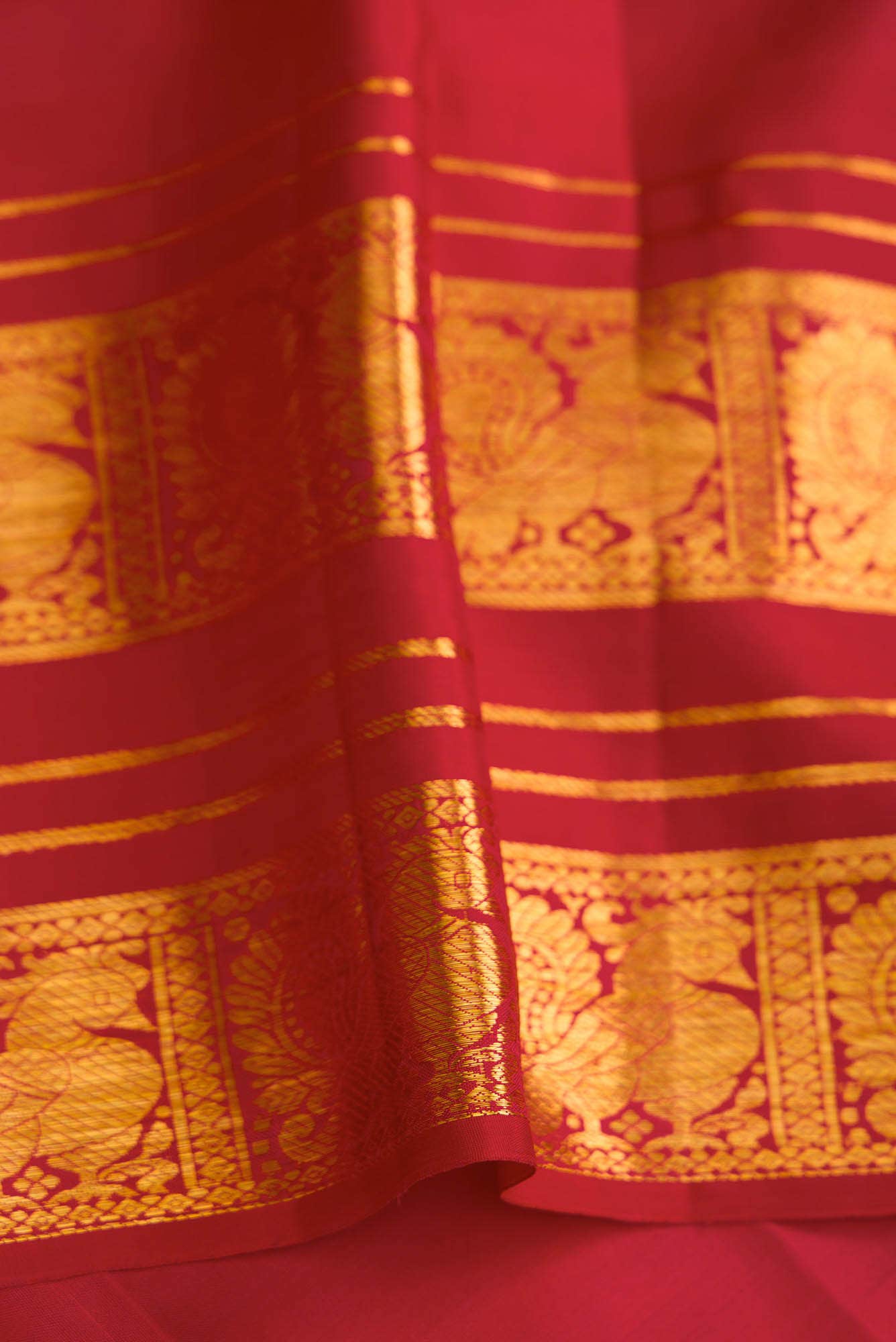 Dark Pink Dual Tone Kanchipuram Silk Saree