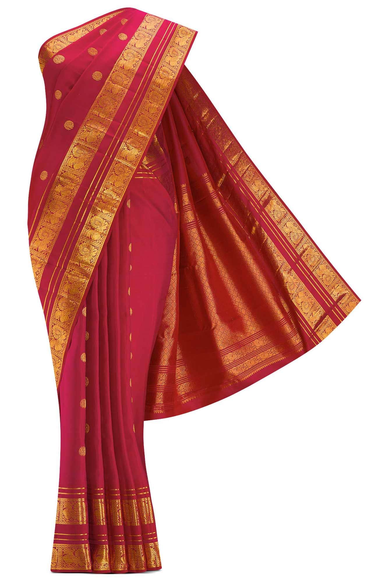 Dark Pink Dual Tone Kanchipuram Silk Saree