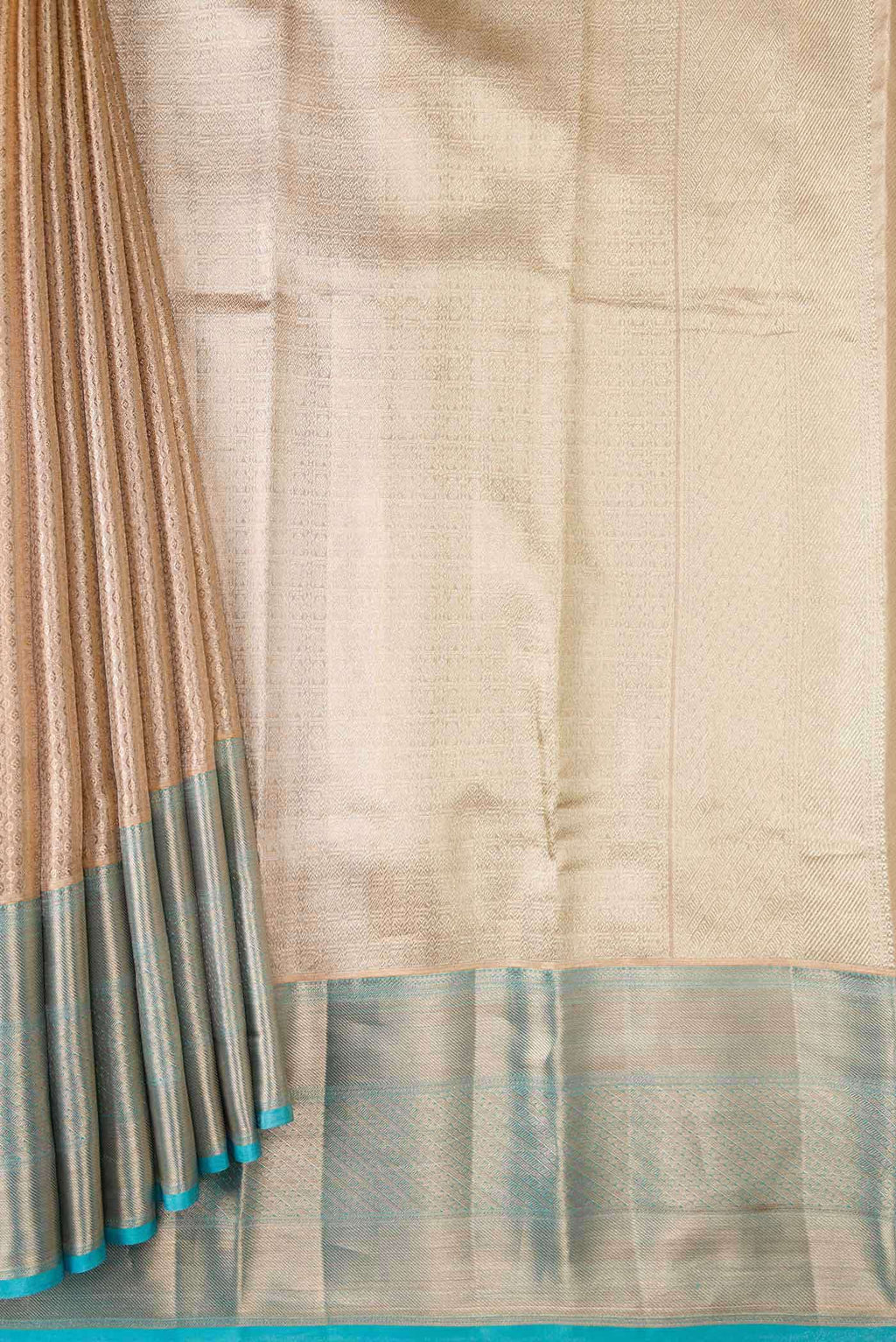 Golden Peach Kanchipuram Tissue Silk Saree