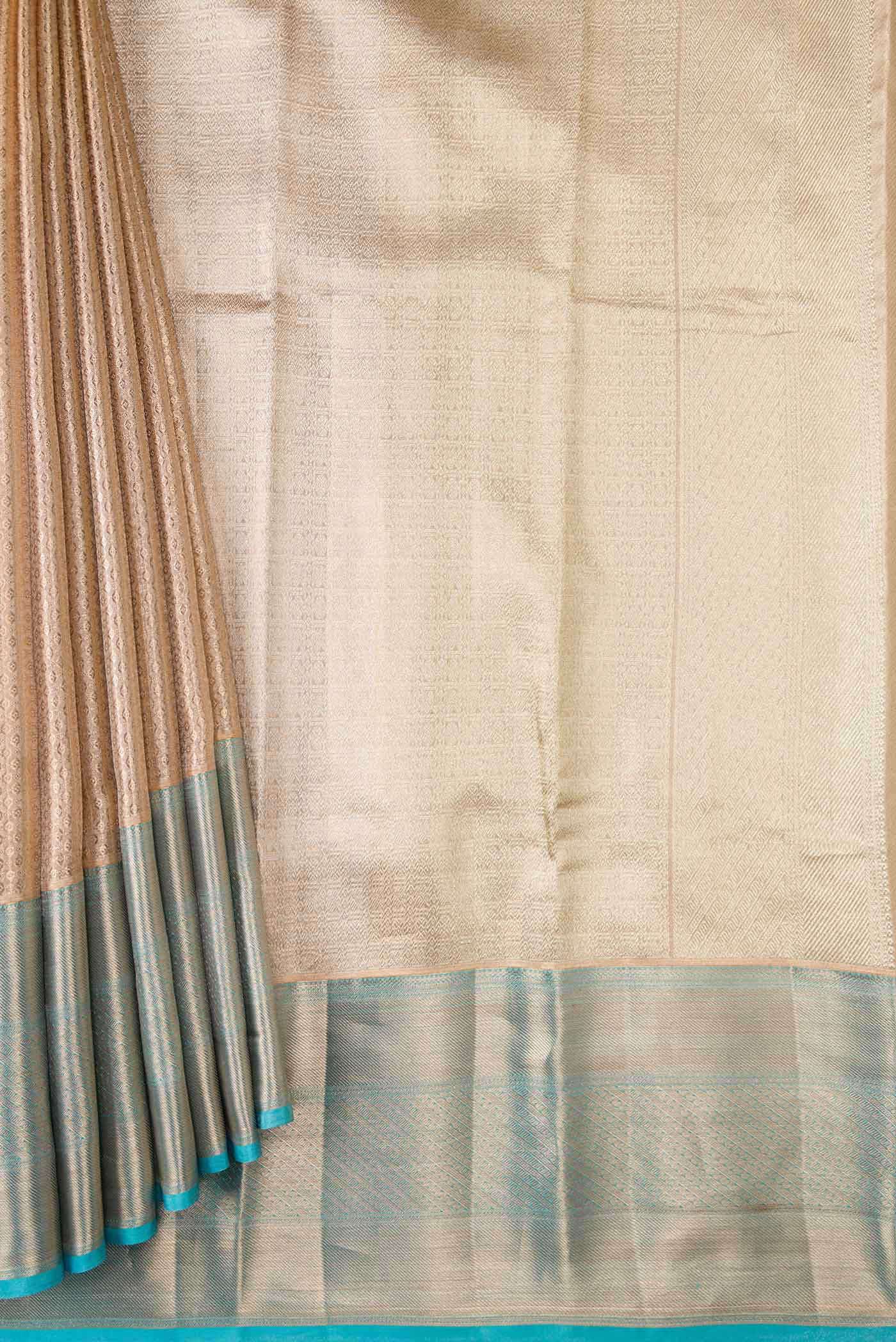 Golden Peach Kanchipuram Tissue Silk Saree